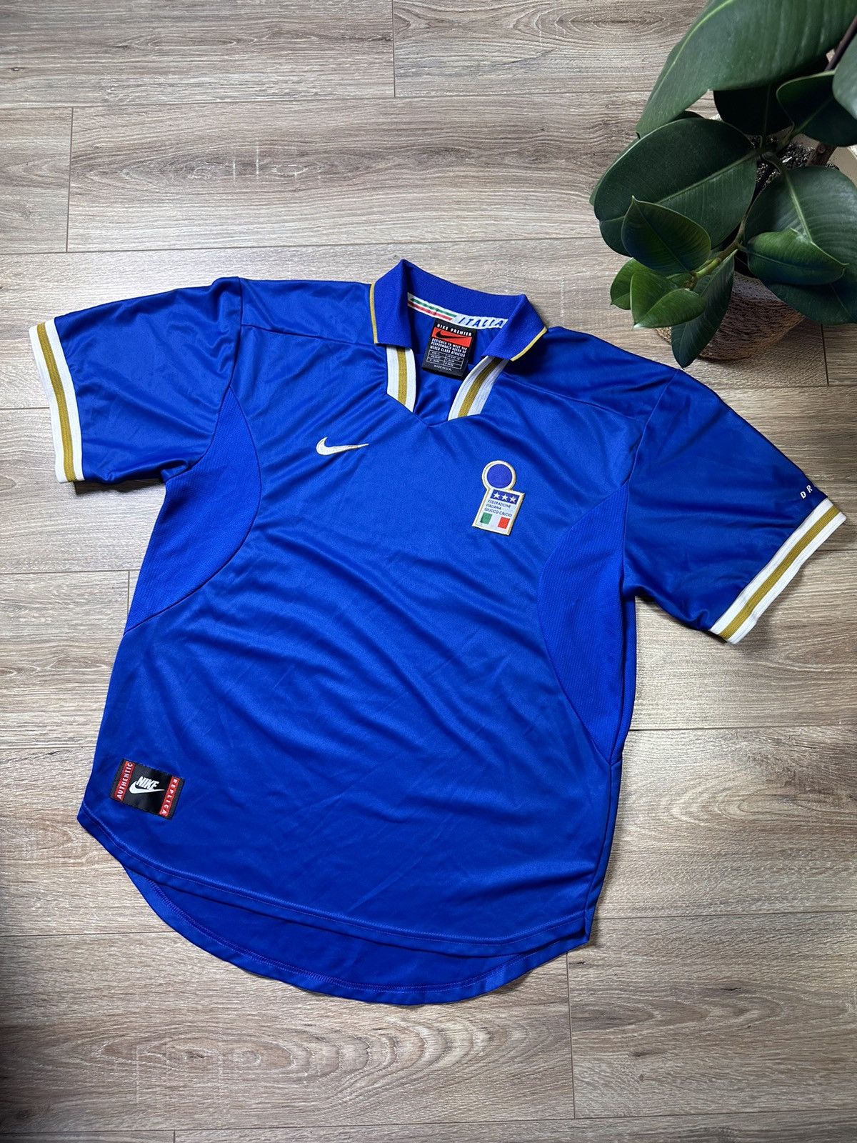 Pre-owned Fifa World Cup X Nike Italy Italia 1996 Vintage Football Shirt/trikot/jersey In Blue