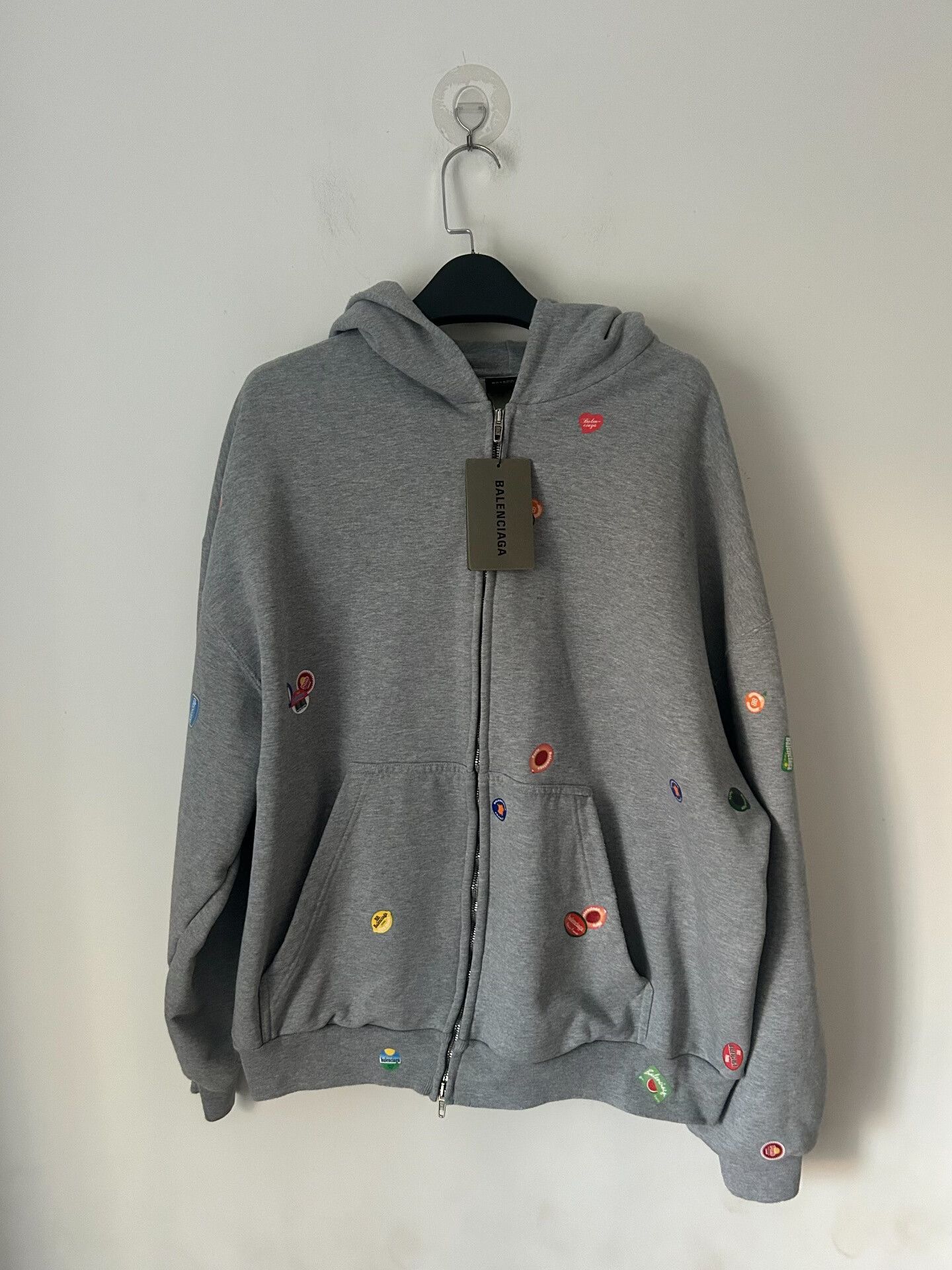 Balenciaga gray printed hooded sweatshirt with zipper Size US L / EU 52-54 / 3 - 1 Thumbnail