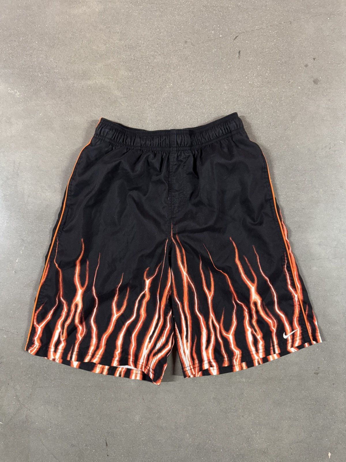Nike Nike Black and Orange Lightning Print Athletic Shorts Size US 26 / EU 42 - 1 Thumbnail