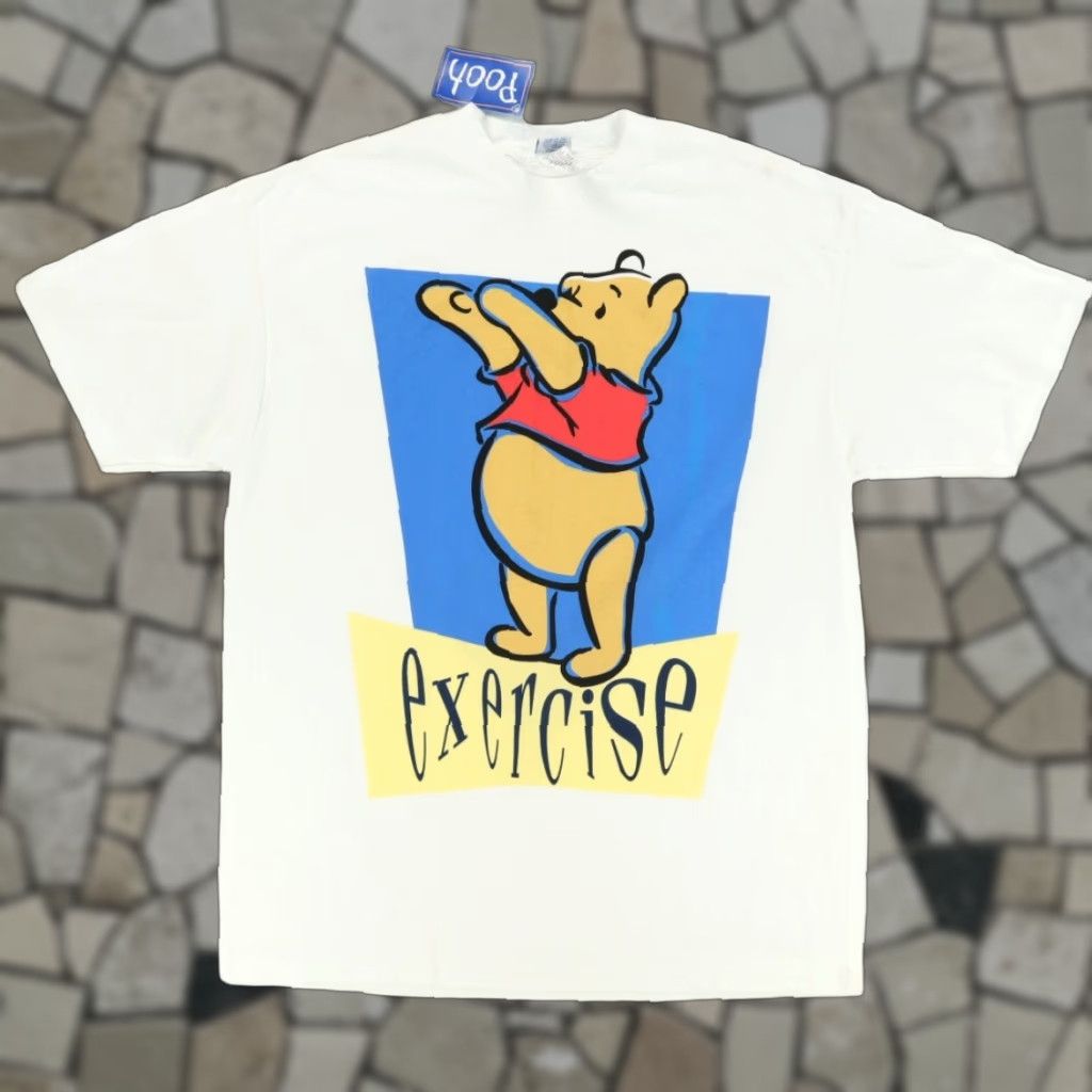 Vintage VINTAGE Pooh Winnie the Pooh Exercise 1990s White XL T-Shirt Men Shirt Size US XL / EU 56 / 4 - 1 Thumbnail