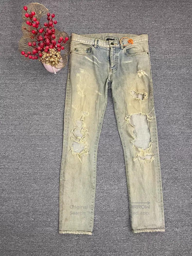 Saint Laurent Paris First Generation Destroyed Denim Jeans
