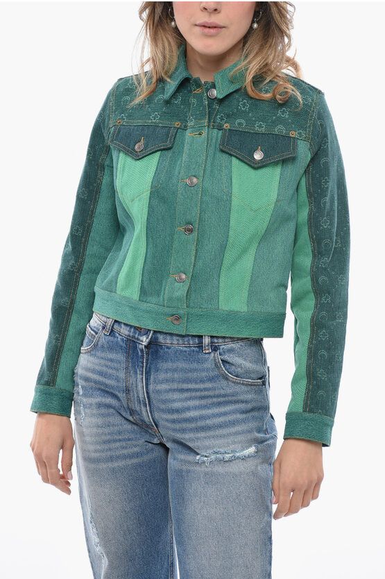 Marine Serre og1mm0724 Effect Breast Denim Jacket in Green Size XS / US 0-2 / IT 36-38 - 1 Thumbnail