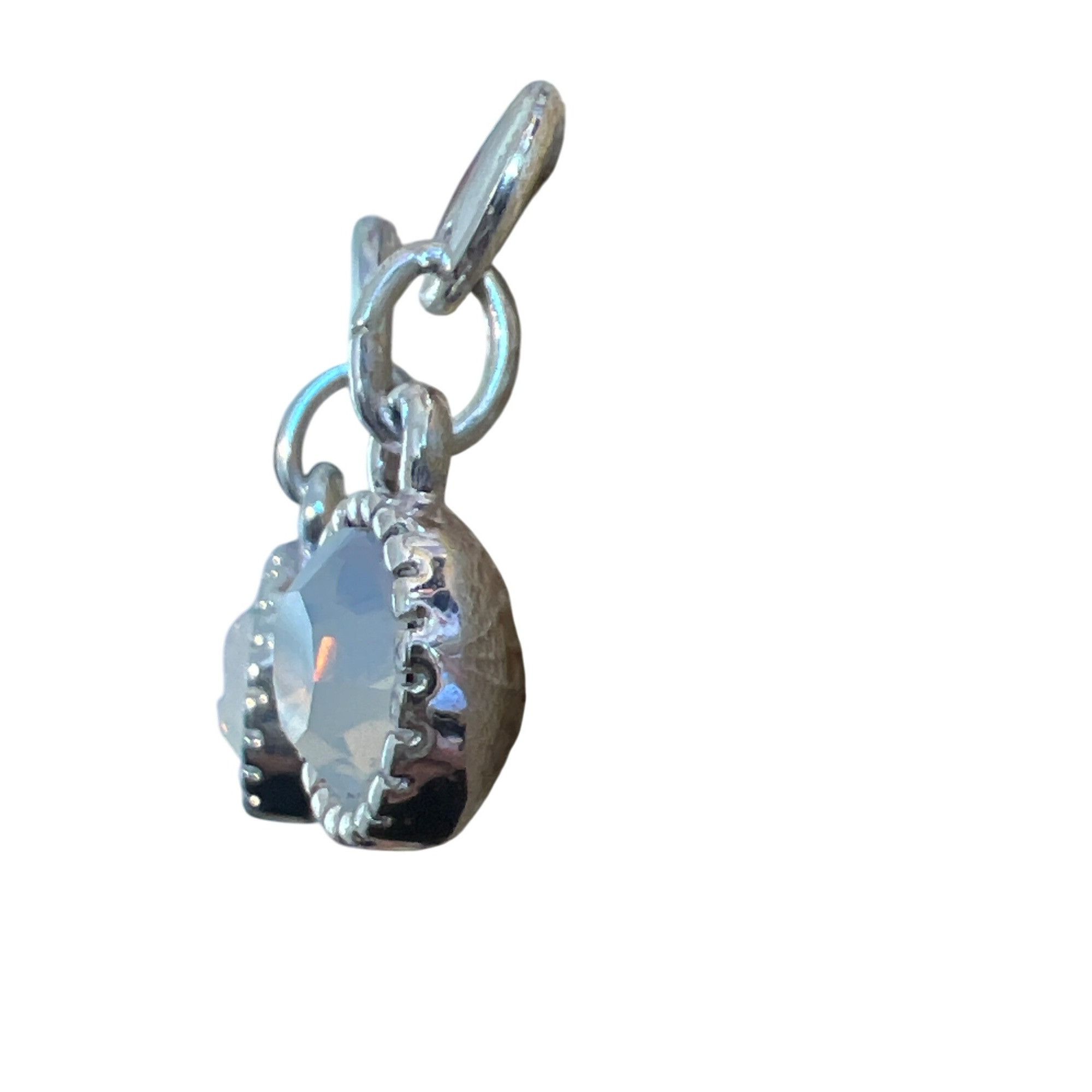Other Vintage Silver Tone Opalescent Drop Earrings Milgrain Edge D Size ONE SIZE - 3 Thumbnail