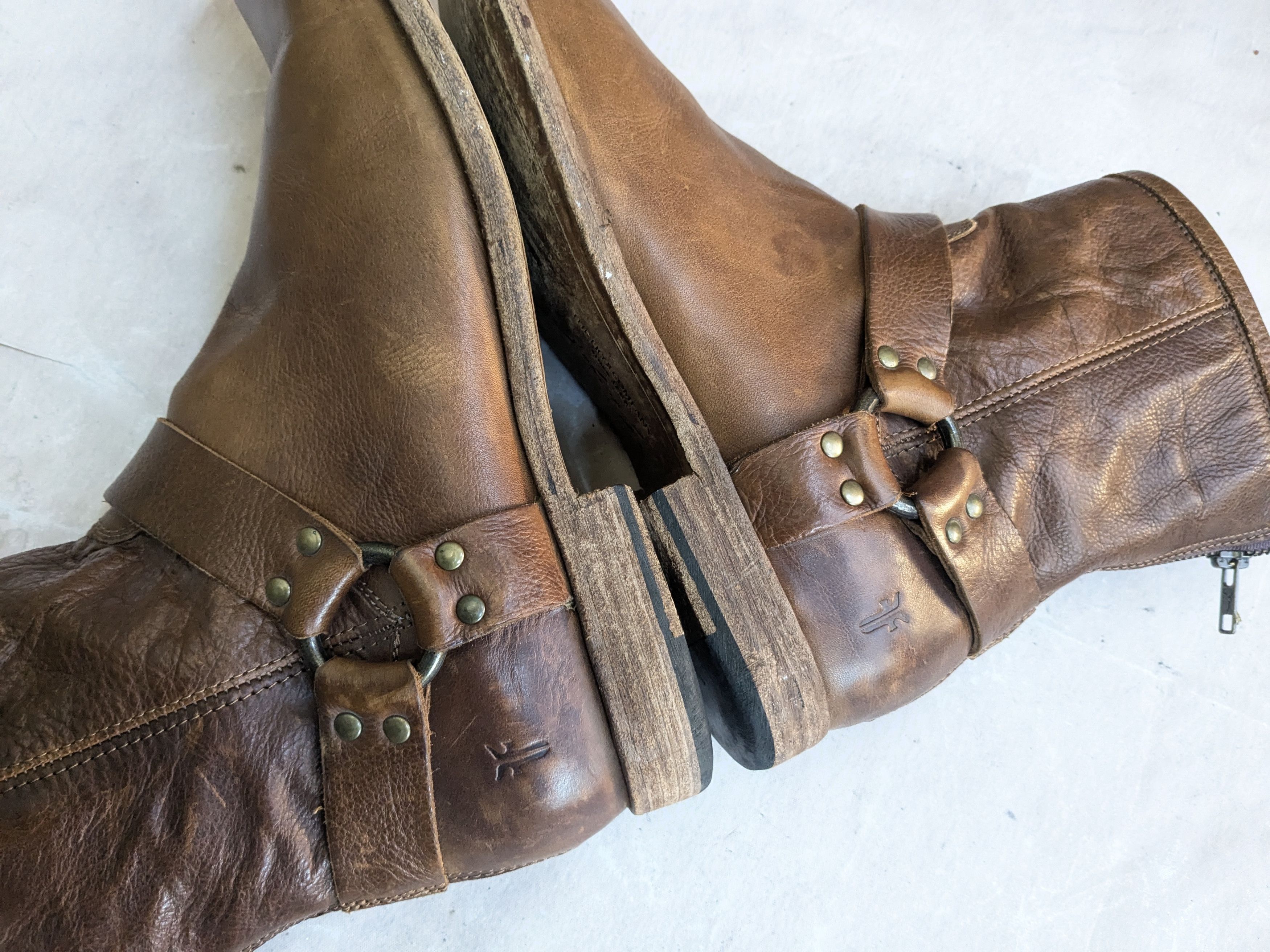 Frye Frye Harness Boots Brown Leather 11 D Leather Buckle Size US 11 / EU 44 - 9 Thumbnail