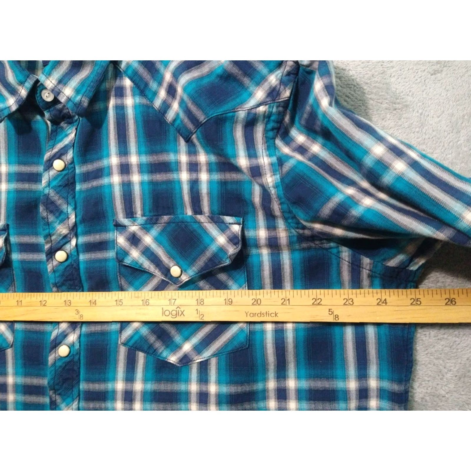 Vintage American Eagle Shirt Mens 2XL Blue Plaid Vintage Fit Pearl Snap Long Sleeve Button-Up Cowboys Western Casual Travel 50 in Chest Mens Size US XXL / EU 58 / 5 - 5 Thumbnail