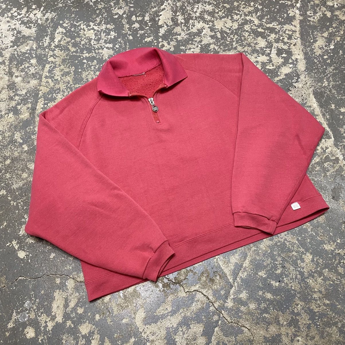Russell Athletic × Vintage Vintage Russell Athletic Pink Cropped Boxy 1/4 Zip Crewneck Size US M / EU 48-50 / 2 - 12 Thumbnail