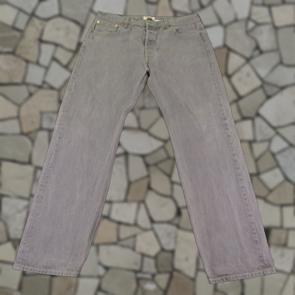 Levi's VINTAGE Levi's Jeans Mens 501 Button Fly Straight Denim Beige 38x34 Regular 32in Inseam Mens Size US 35 - 1 Thumbnail