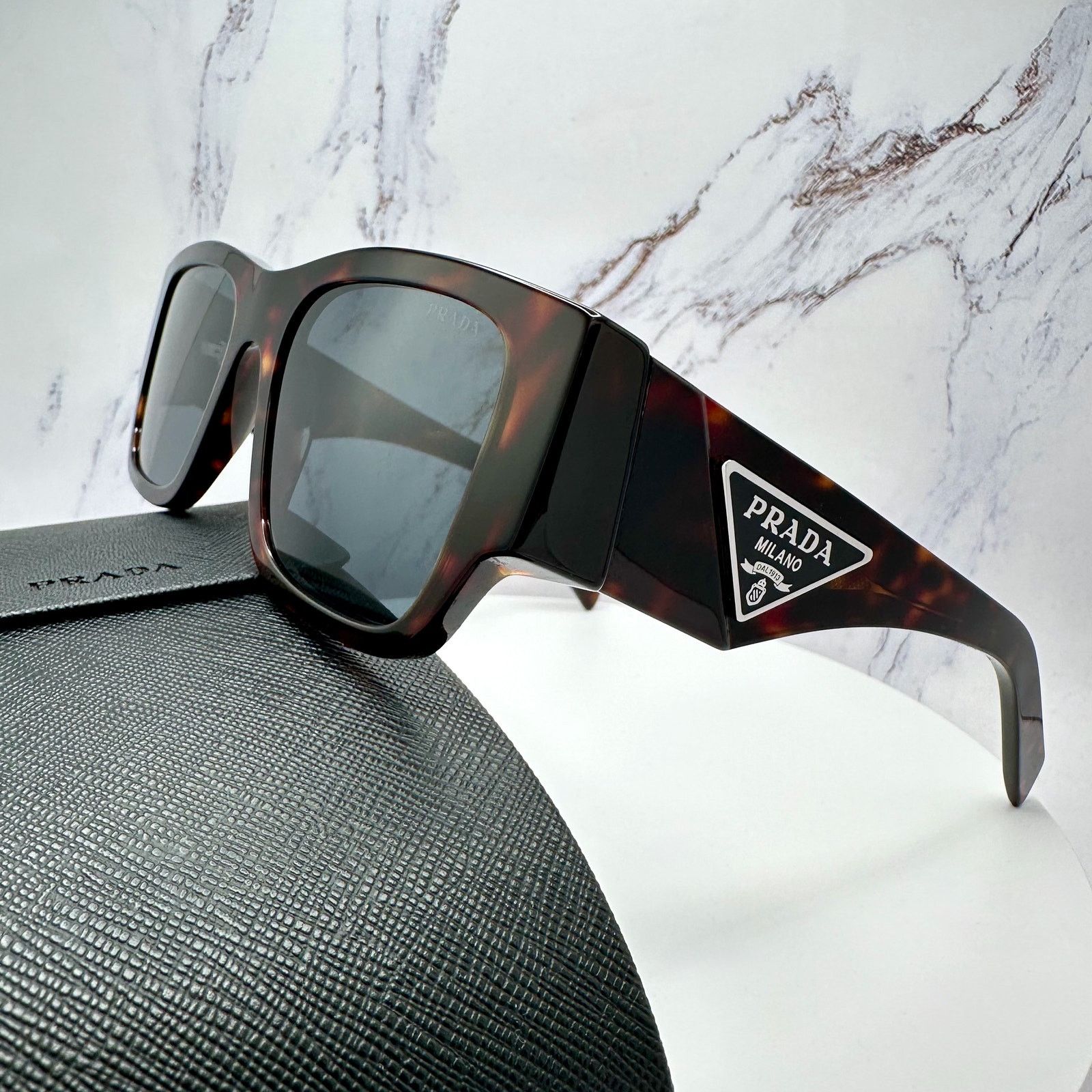 Prada New PRADA Sunglasses Brown Root Tortoise Square Plaque Logo Size ONE SIZE - 17 Thumbnail