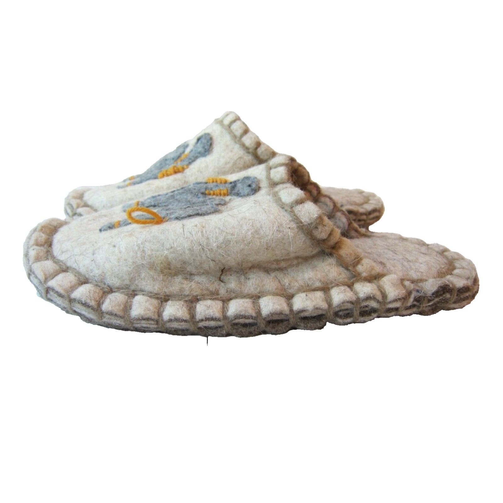 Camel Vtg Handmade 100% Wool Ivory Grey Camel Slip On Mule Slide Slipper Women 9-10 Size US 10 / IT 40 - 2 Thumbnail