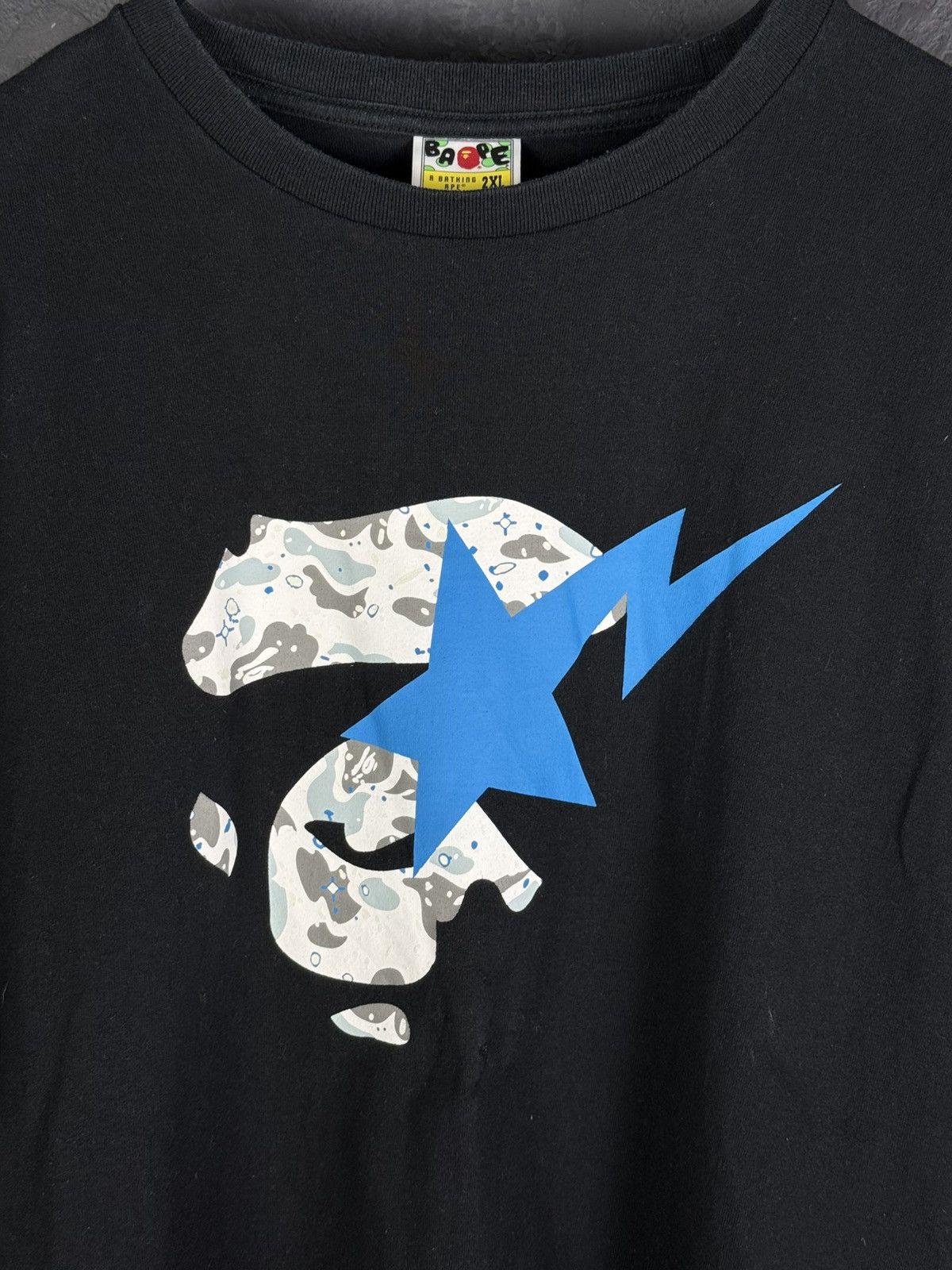 Bape Bape Space Camo Ape Face On Bapesta Tee Black Size US XXL / EU 58 / 5 - 4 Thumbnail