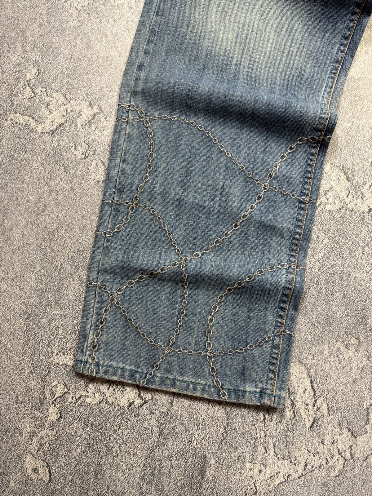 Other Sir Benni Miles Chain Pattern Stitch Washed Jeans Baggy Y2K Size US 32 / EU 48 - 4 Thumbnail