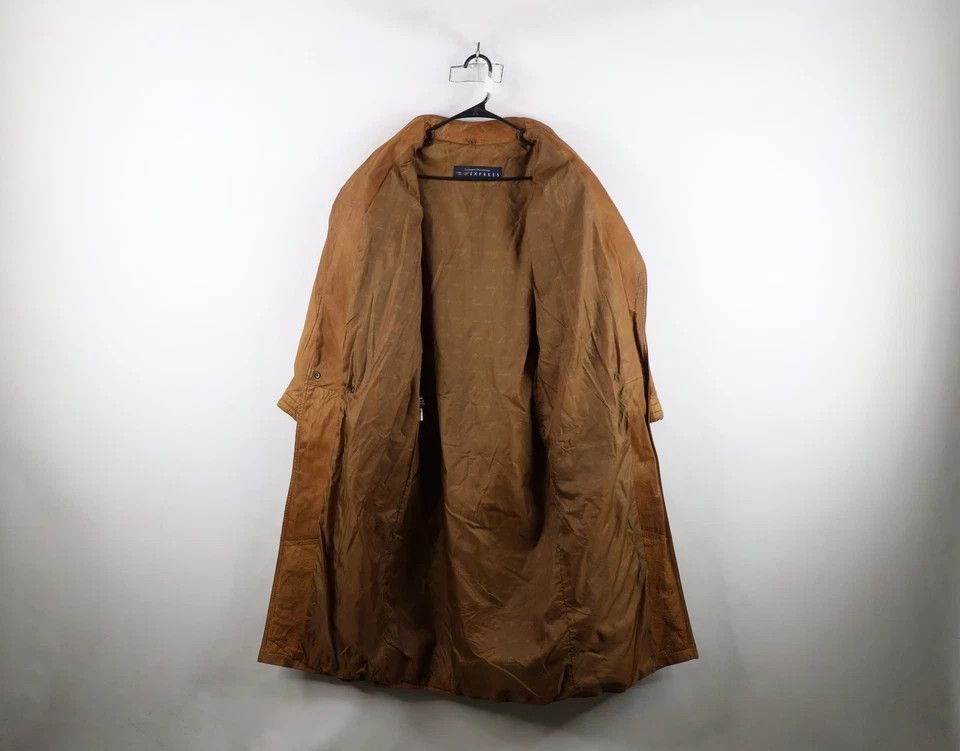 Express Vintage 90s Express Full Length Leather Jacket Coat Brown Size L / US 10 / IT 46 - 9 Thumbnail