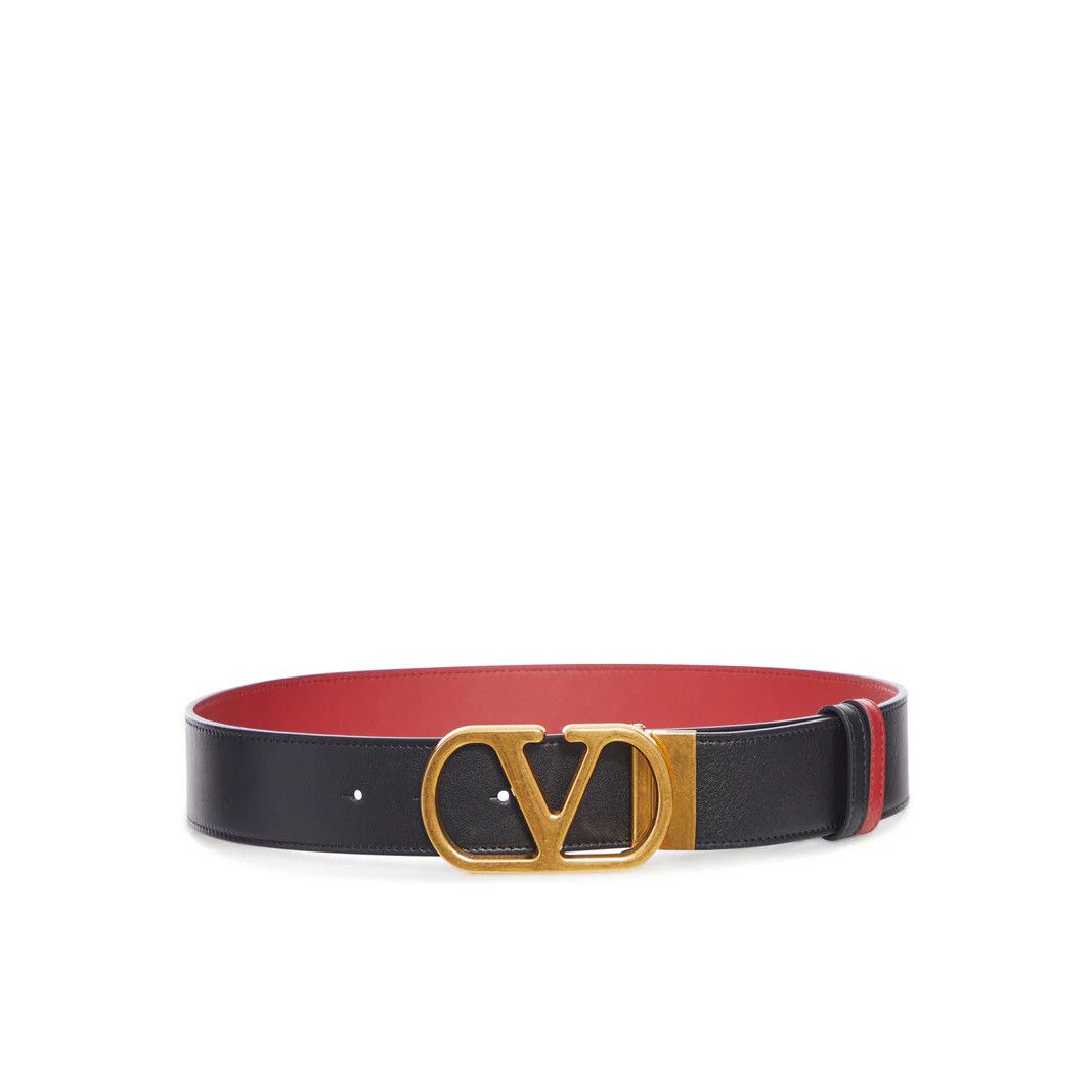 VALENTINO GARAVANI Black/Red Women's 40mm Reversible Belt Ne