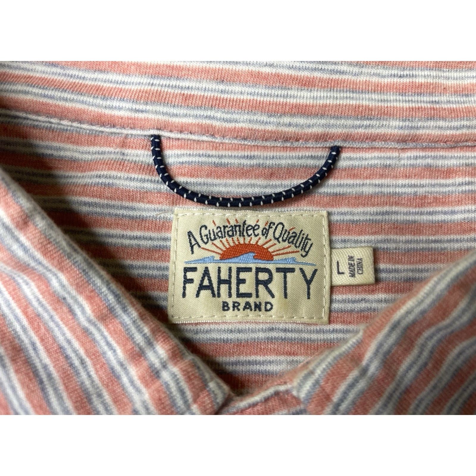 Faherty Faherty Polo Shirt Men L Short Sleeve Multicolor Striped Cotton Jersey Preppy Button Embroidered Logo slot Size US L / EU 52-54 / 3 - 3 Thumbnail