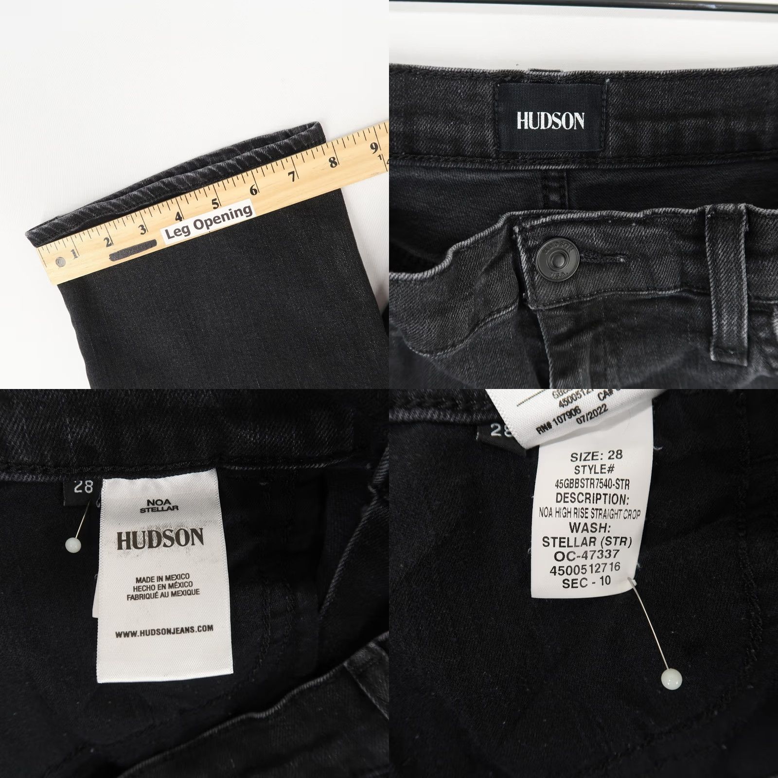 Hudson Hudson Jeans Womens 28 Straight Crop Denim Pants Black Size 28" / US 6 / IT 42 - 8 Thumbnail