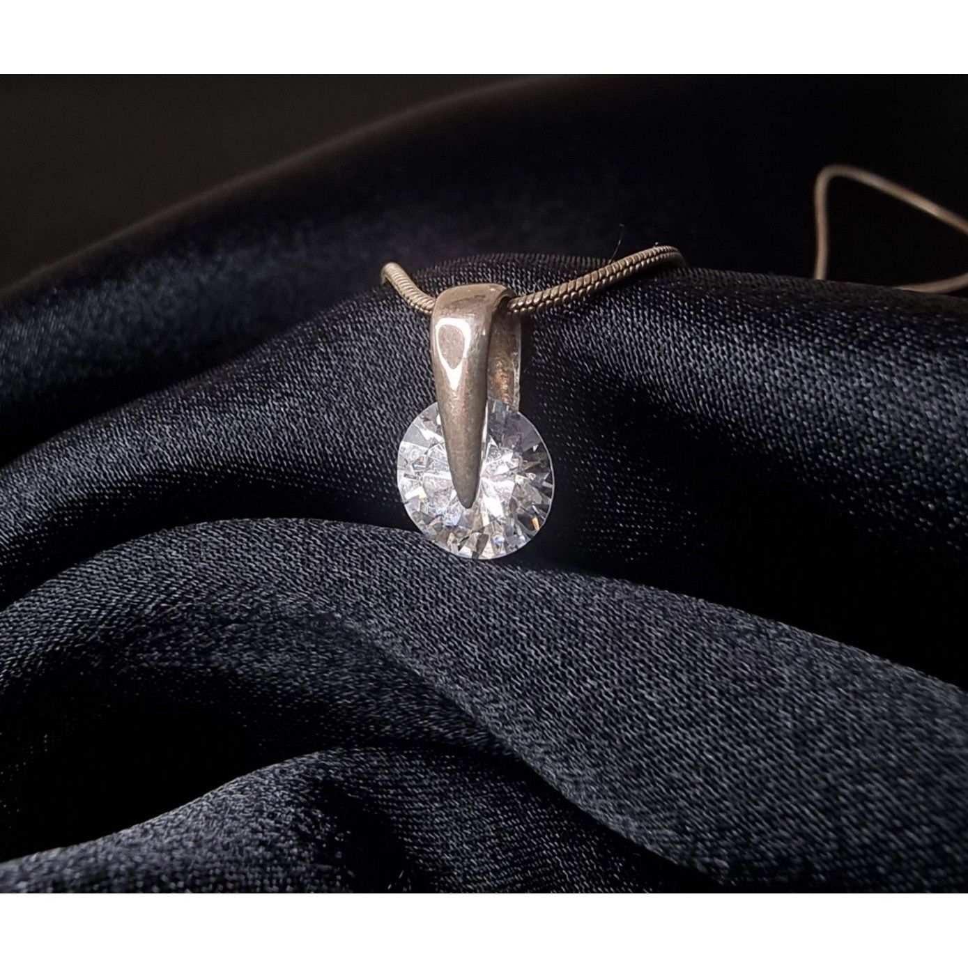 Vintage Vintage Sterling Silver Crystal Pendant Necklace With Snake Size ONE SIZE - 1 Thumbnail