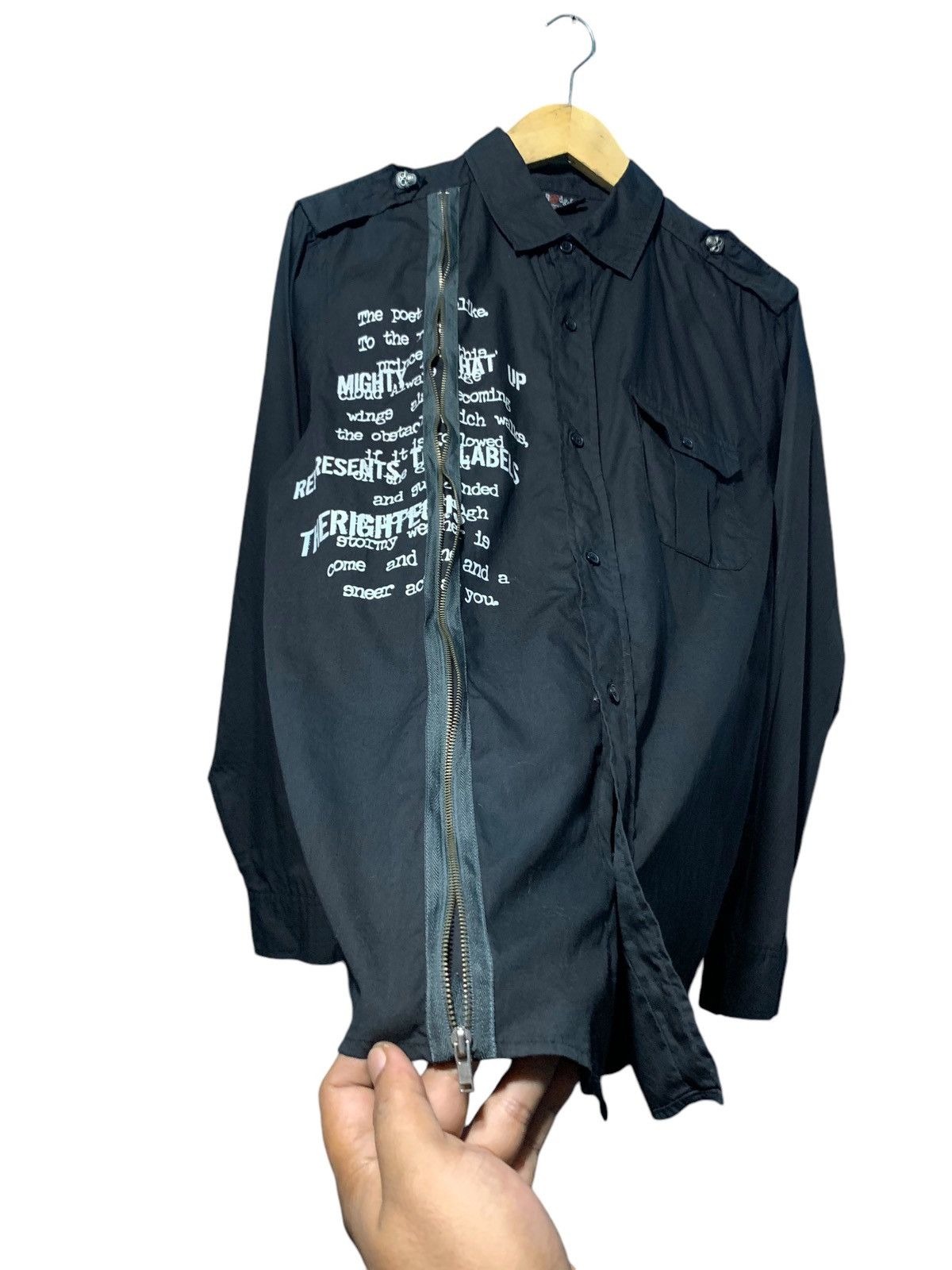 Yohji Yamamoto Badger skull poem rock punk zipper button shirt Size US L / EU 52-54 / 3 - 5 Thumbnail