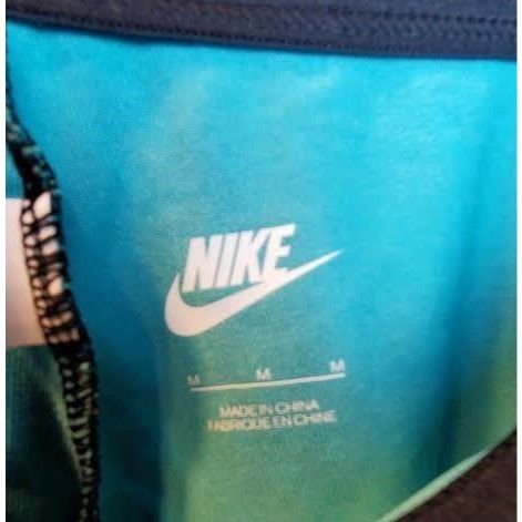 Nike Nike Printed Mid Rise Black Teal Turquoise Medium Leg-A-See Size 28" / US 6 / IT 42 - 3 Thumbnail