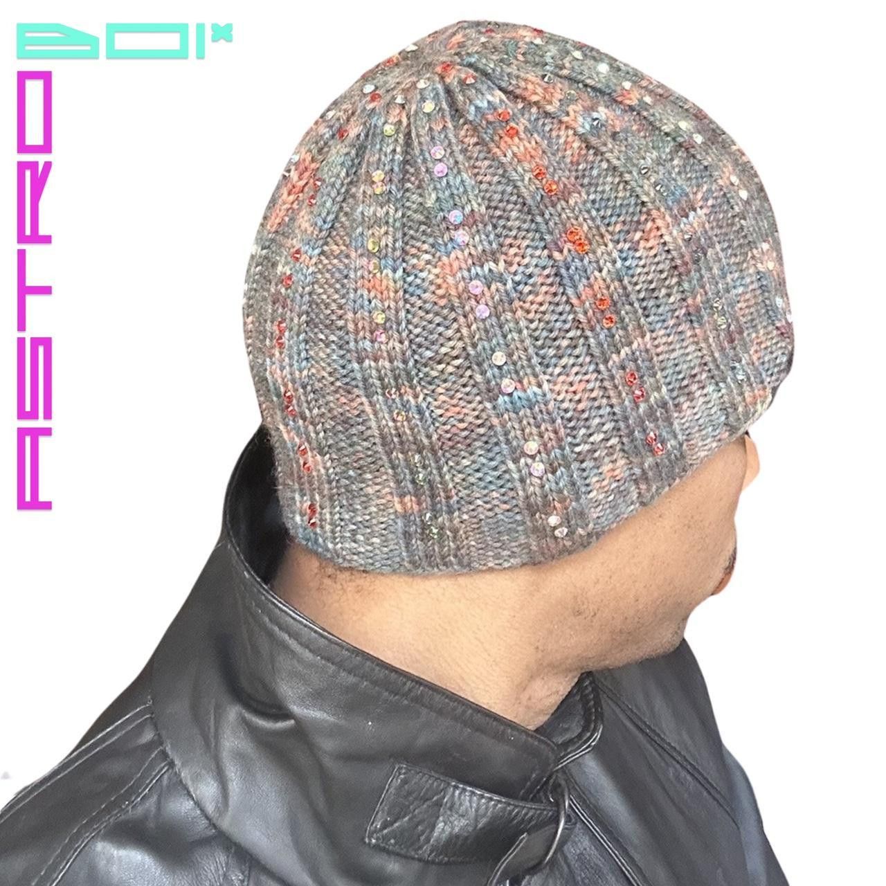 Other ASTROBOI* Olive Green Marbled Ribbed Beanie w/ Rhinestones Size ONE SIZE - 4 Thumbnail