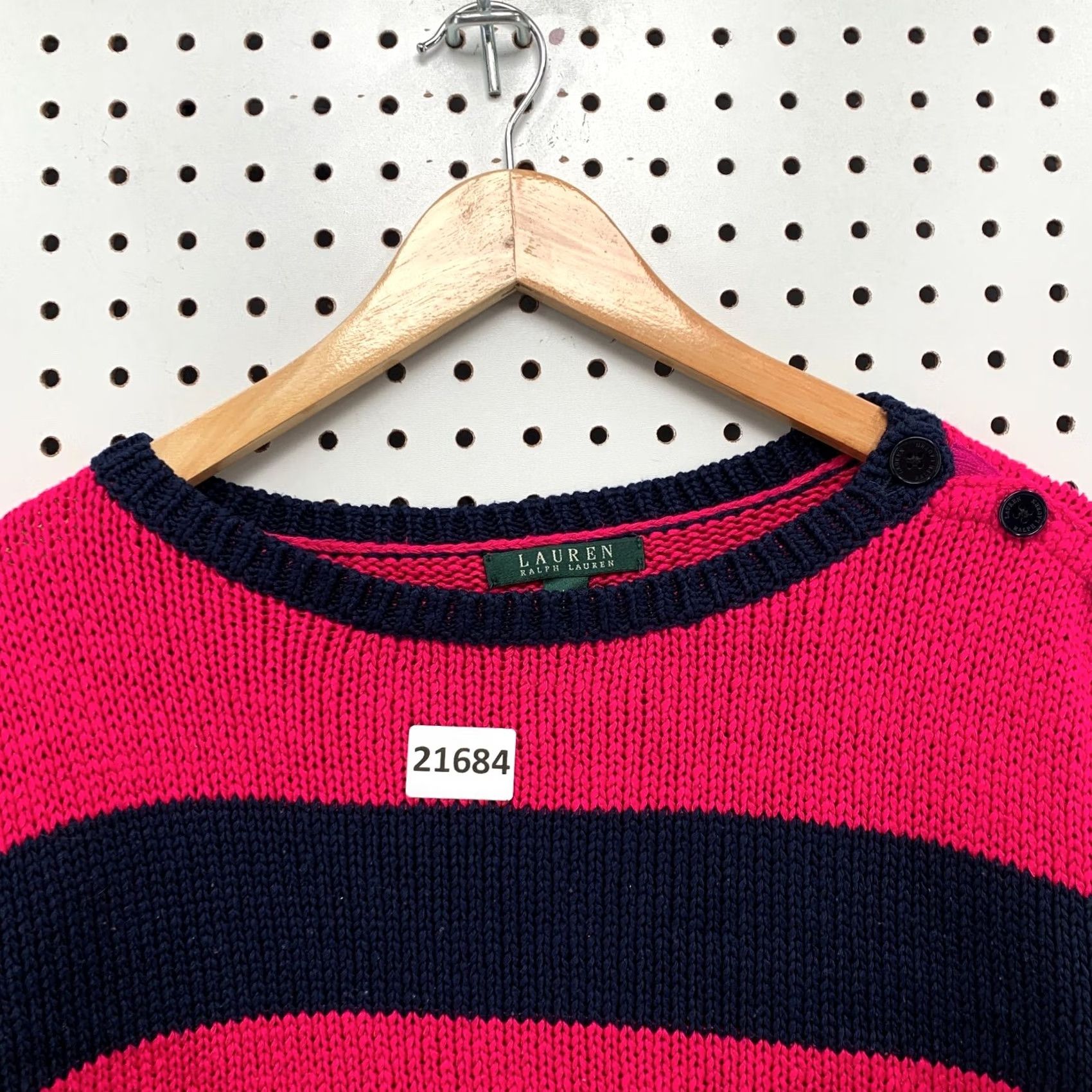 Ralph Lauren Lauren Ralph Lauren Knit Sweater Pink Blue Cropped Womens Large 20.5x21 Size L / US 10 / IT 46 - 7 Thumbnail