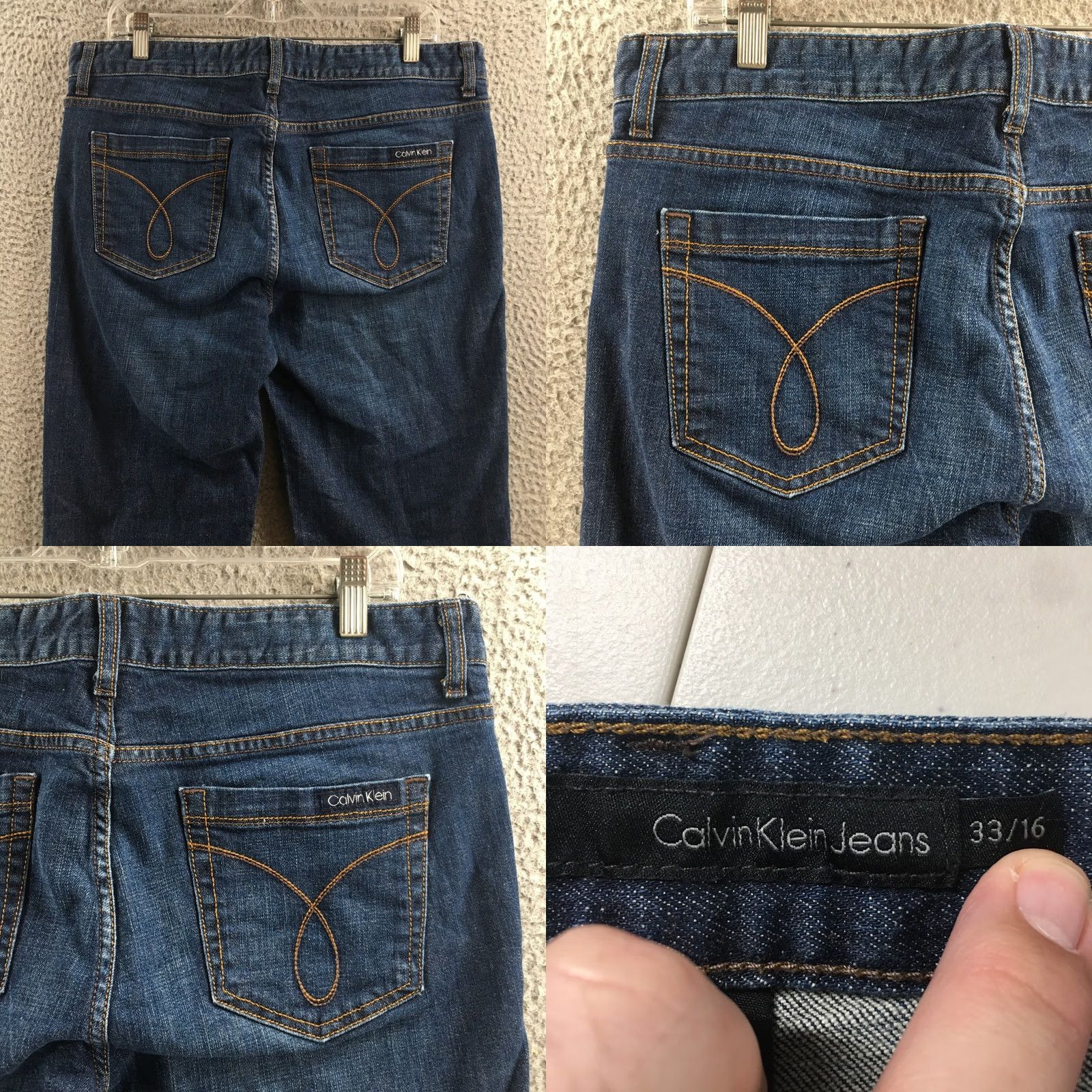 Calvin Klein Calvin Klein Straight Jeans Womens 33/16 Denim Mid Rise Zip Fly Blue Denim 5-Pocket Regular Waist 28.75 Inseam Size 24" / US 00 / IT 34 - 9 Thumbnail