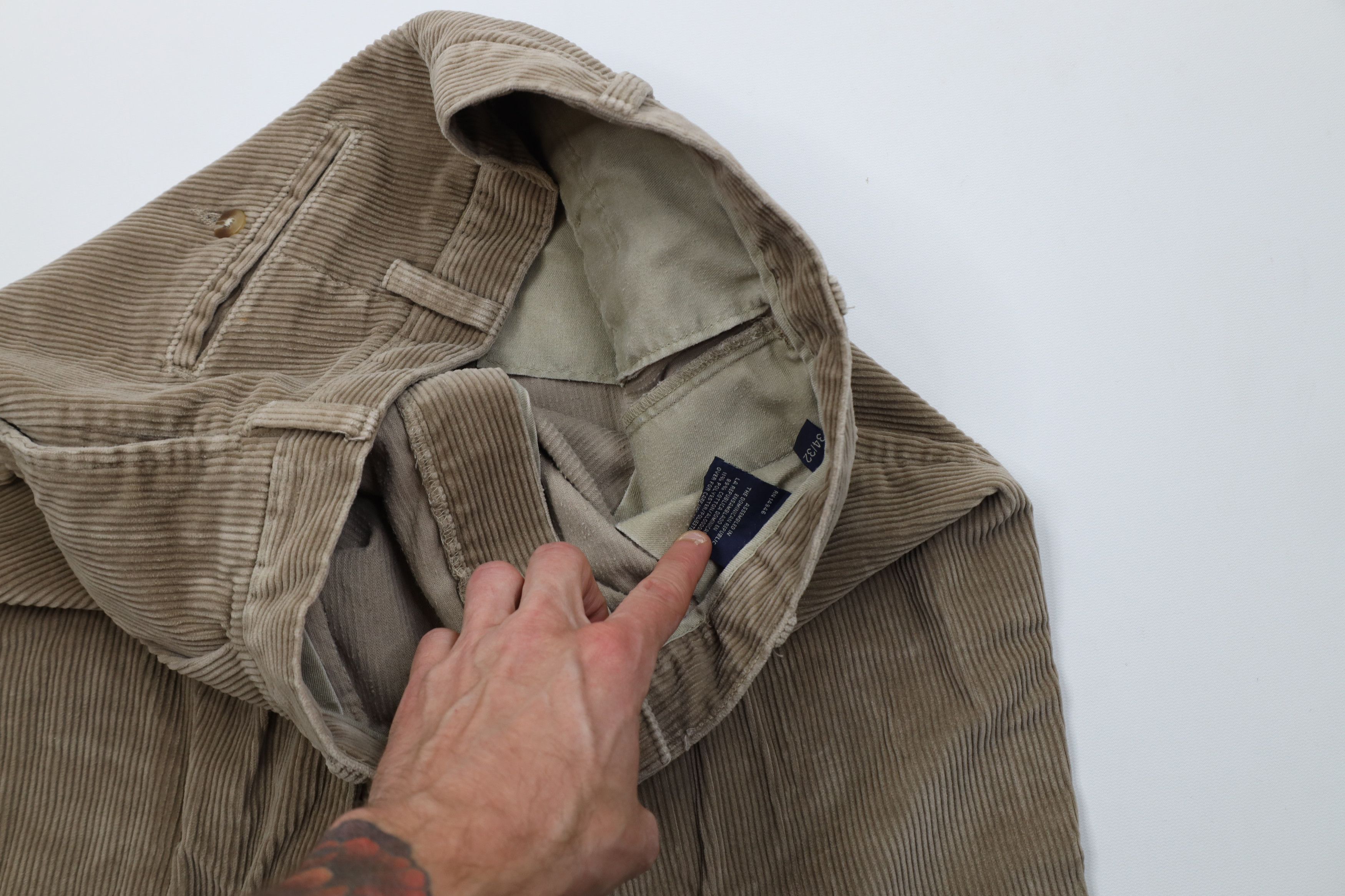 Vintage Vintage 90s Y2K Streetwear Pleated Corduroy Chino Pants Size US 34 / EU 50 - 8 Thumbnail