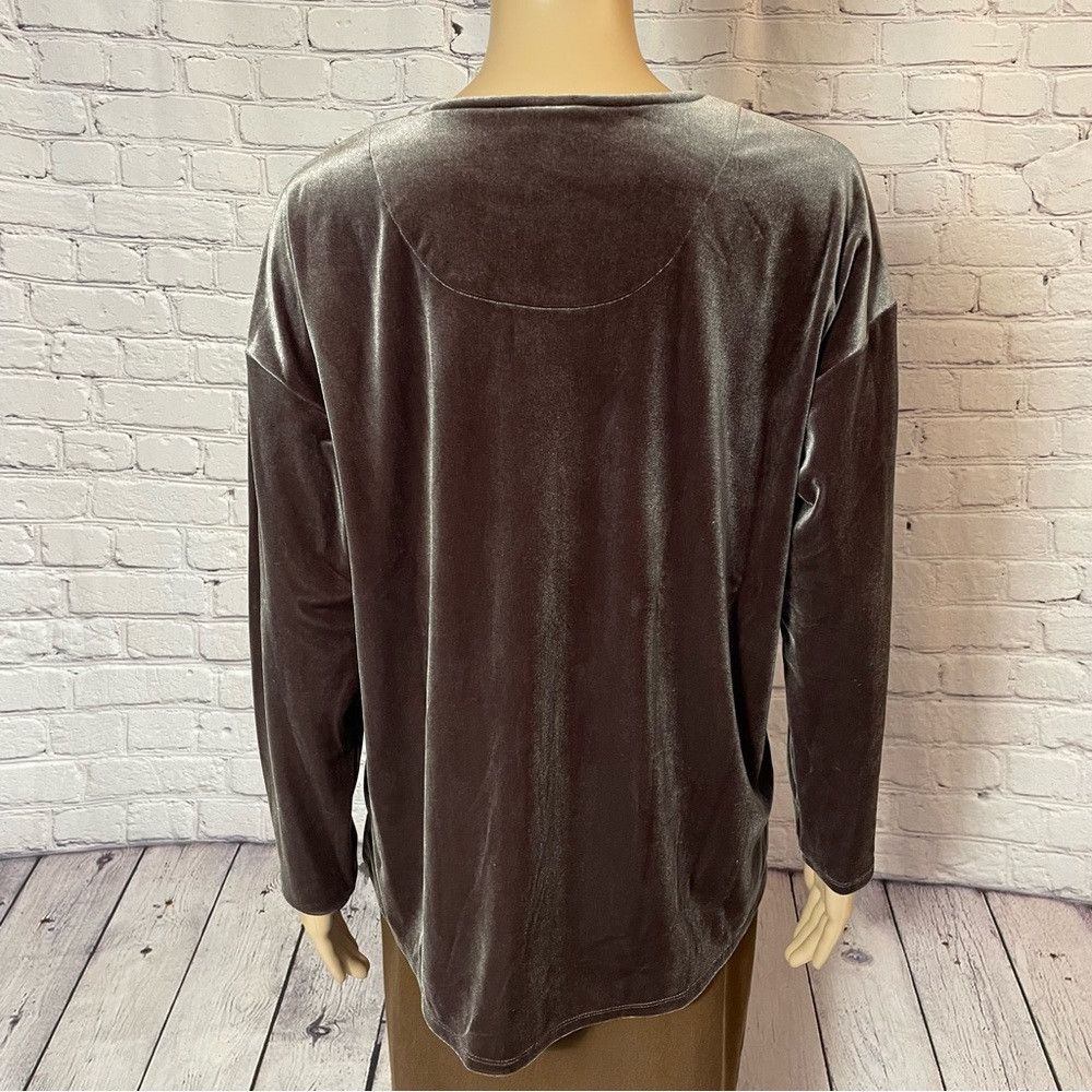 J. Jill New J. Jill Velvet Long Sleeve Brown Top Size S Size S / US 4 / IT 40 - 4 Thumbnail