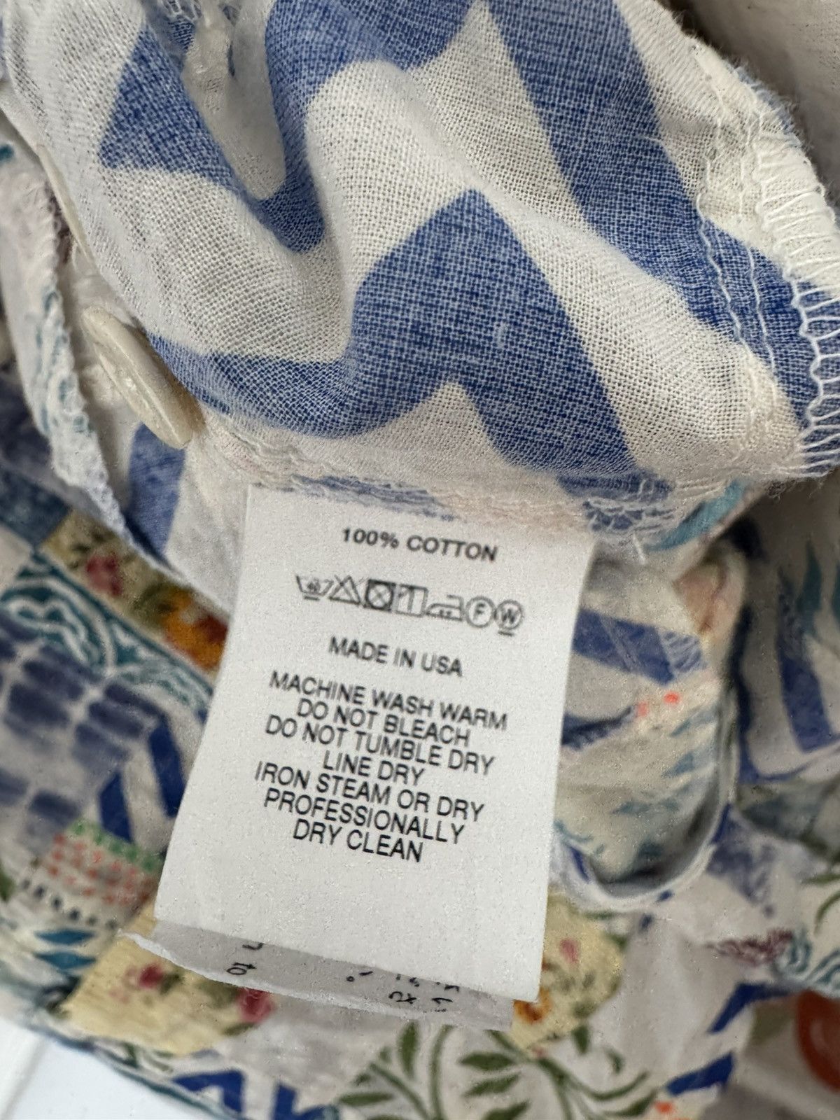 Engineered Garments Engineered Garments White Blue Patchwork Ethno Print Camp Size US XS / EU 42 / 0 - 24 Thumbnail