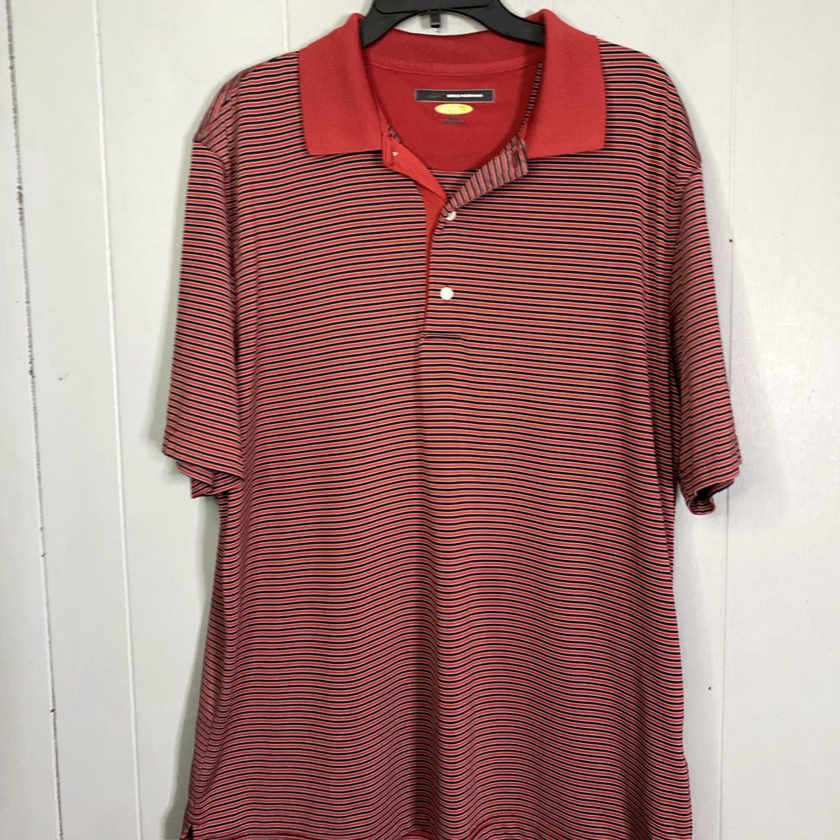 Vintage Greg Norman Polo Shirt Striped Red Play Dry Mens Large L Size US L / EU 52-54 / 3 - 3 Thumbnail