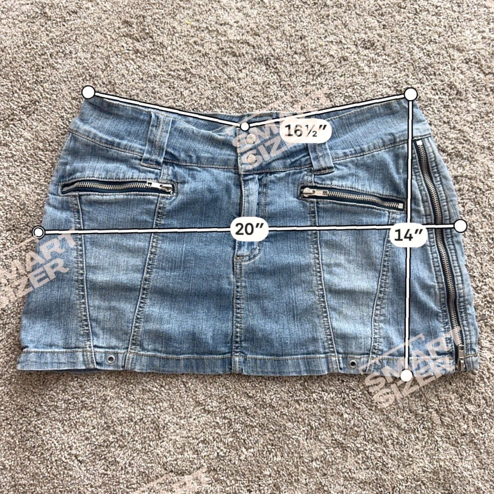 Vintage Y2K Micro Mini Denim Jean Skirt 90s Grunge Light Wash Zipper Size 11 Low Rise Size 32" / US 10 / IT 46 - 2 Thumbnail