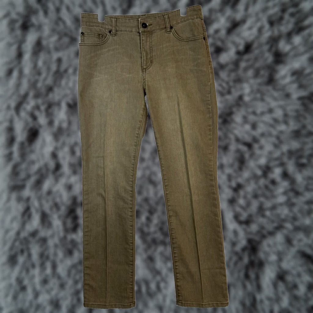 Vintage Chico's Platinum Denim Jeans Women's 0.5 XS Tan Stretch Whiskered Straight Leg Jeans Size 26" / US 2 / IT 38 - 1 Thumbnail