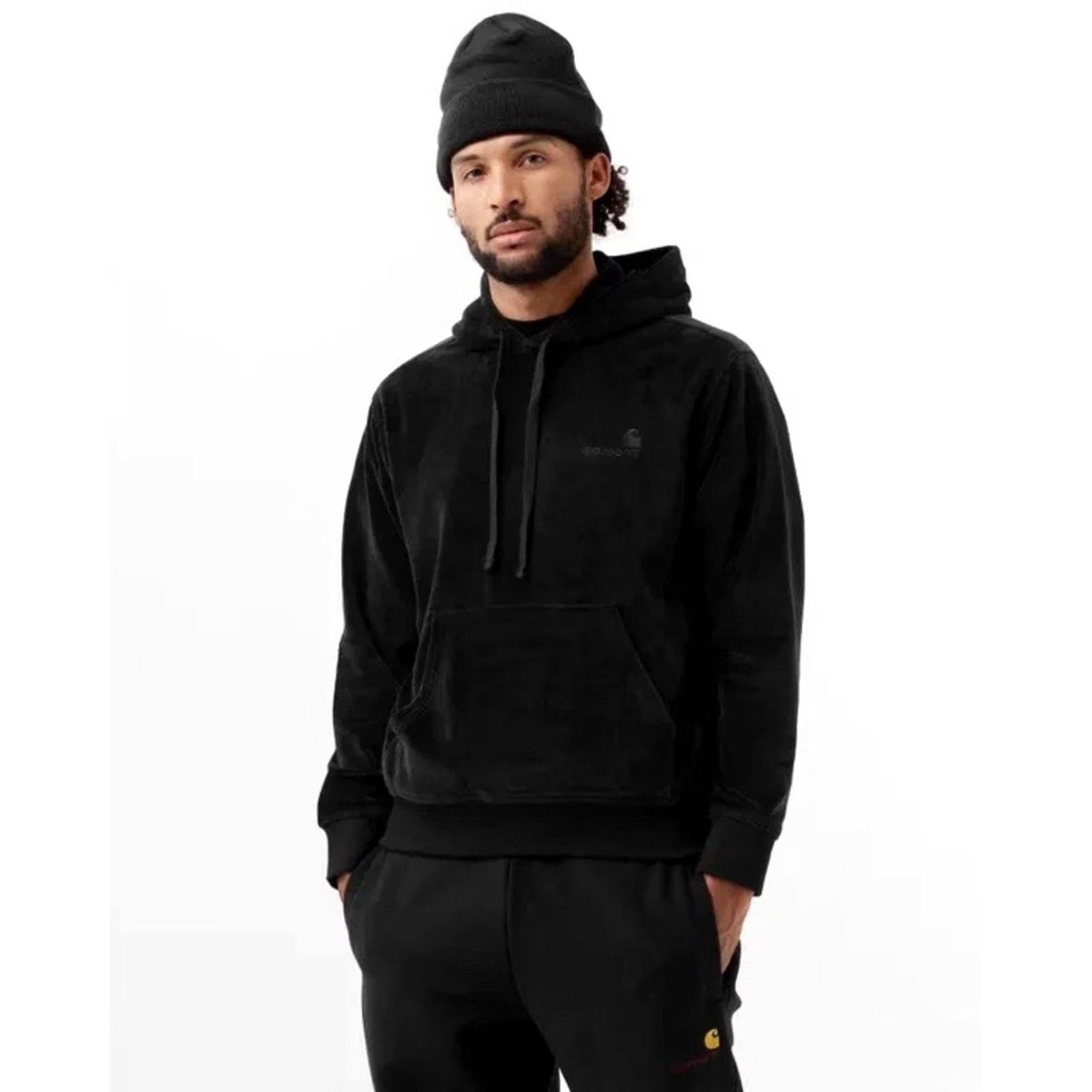 Carhartt Wip VINTAGE Carhartt WIP Velours Hoodie Pullover Black Mens S Hooded Logo Embroidered Casual USA Y2K Velours Hoodie Carhartt Hooded Size US S / EU 44-46 / 1 - 2 Thumbnail
