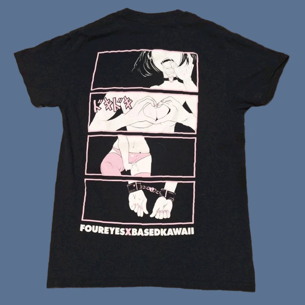Vintage Foureyes x Based Kawaii Anime Japanese BDSM Sex Love Heart Shirt S Black Men Short Sleeve T-Shirt Size US S / EU 44-46 / 1 - 1 Thumbnail