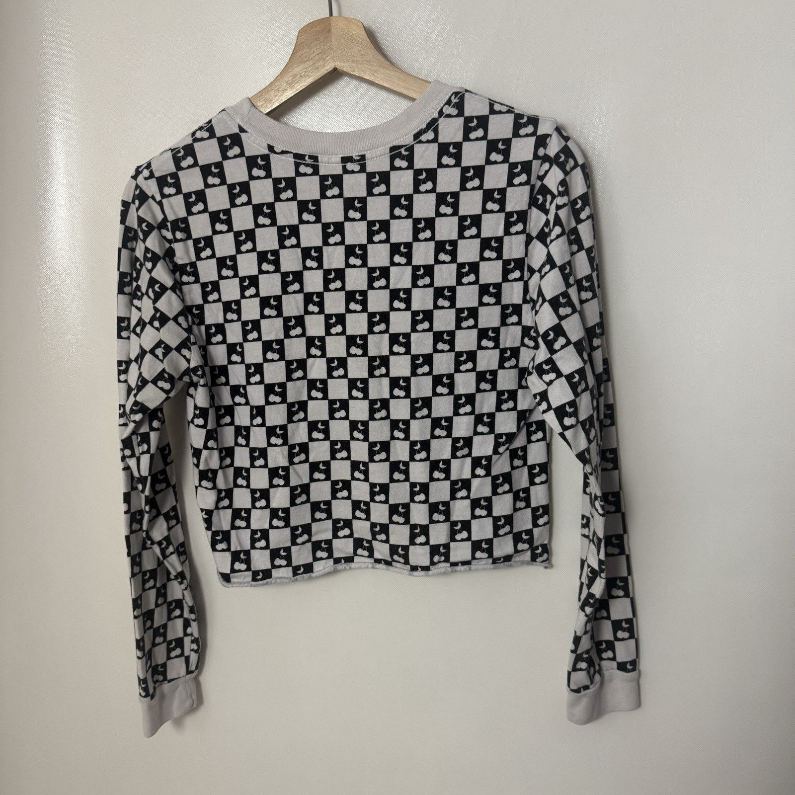 Vans Vans Cherry Checkered Black White Crop Grunge Skater T-Shirt Size M / US 6-8 / IT 42-44 - 2 Thumbnail