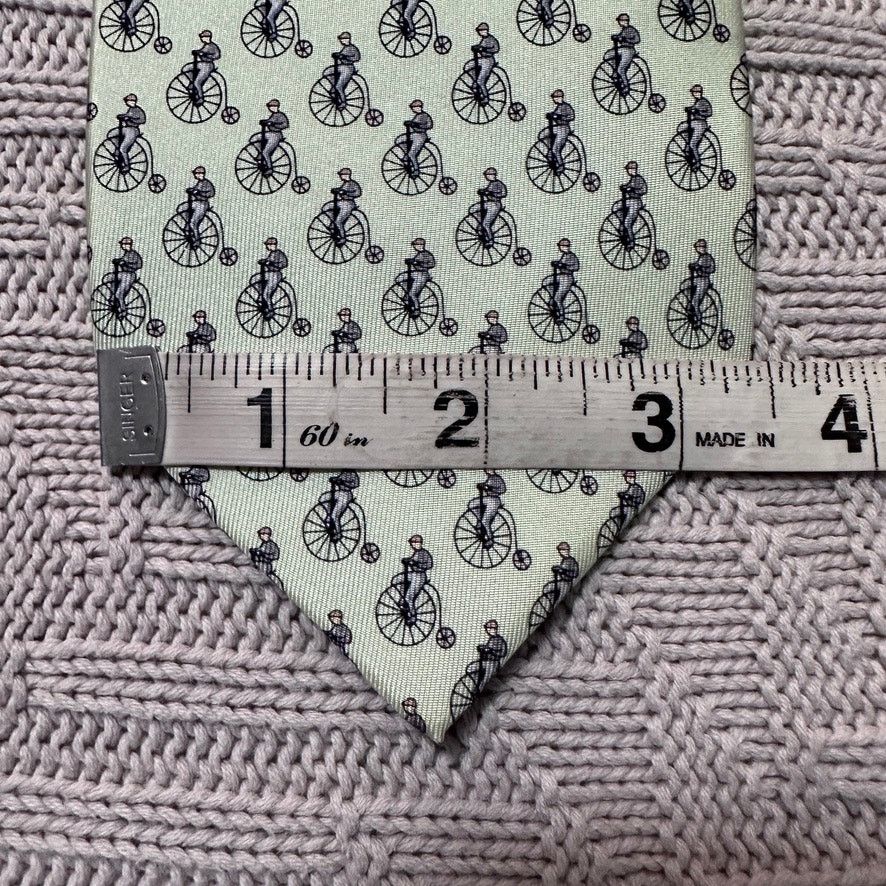 Other London tie green bicycle print novelty silk tie Size ONE SIZE - 6 Thumbnail