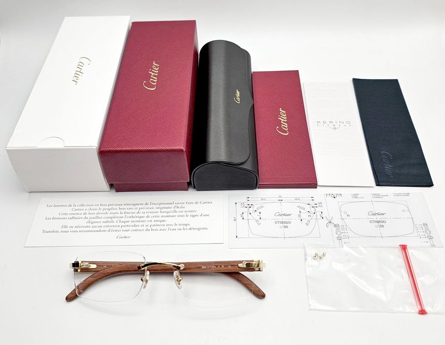 Cartier NEW Cartier Ibiza Wood Gold Glasses CT00520 Grailed