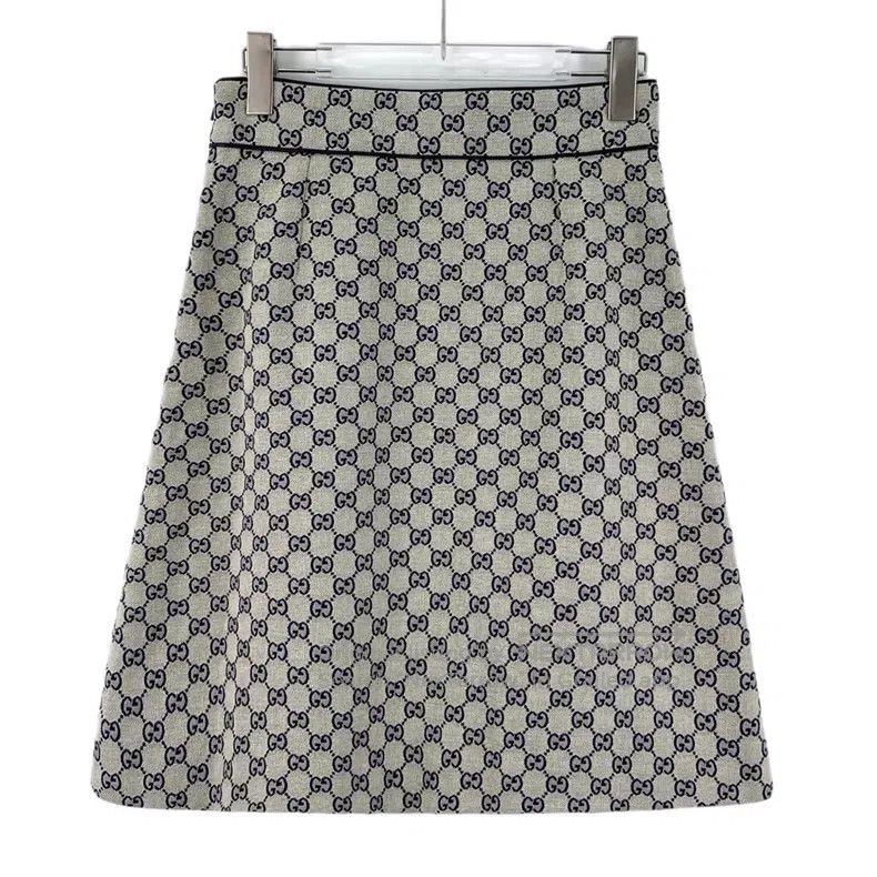 Gucci Gucci Gray logo jacquard full-print cotton casual skirt Size 26" / US 2 / IT 38 - 2 Thumbnail