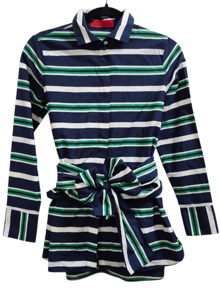 Carolina Herrera Carolina Herrera Striped Cotton Belted Shirt Dress Top 2 Size XS / US 0-2 / IT 36-38 - 2 Thumbnail