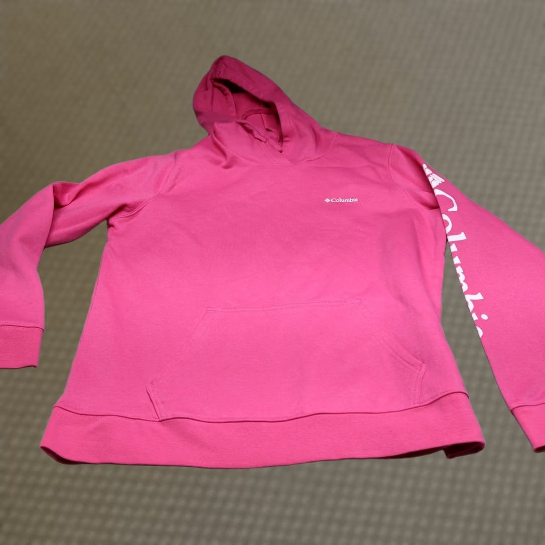 Pinko Columbia Womens XL Pink Hoodie Fleece Pullover Sweatshirt Trek Graphic Sleeve Size XL / US 12-14 / IT 48-50 - 1 Thumbnail