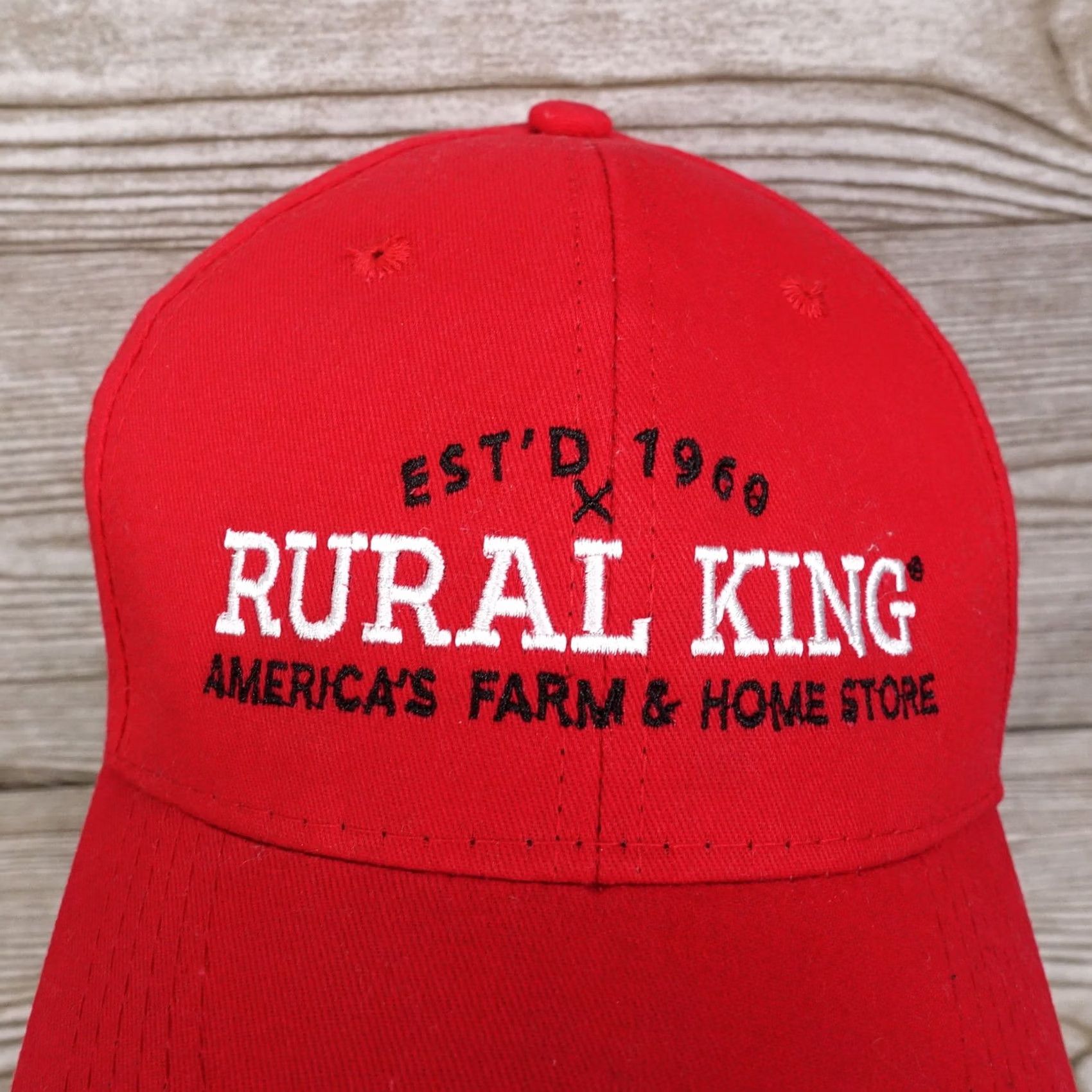 Vintage RURAL KING RED ADJUSTABLE BASEBALL HAT CAP LOGO UNISEX ADULTS CAP SHIRT? Size ONE SIZE - 2 Thumbnail