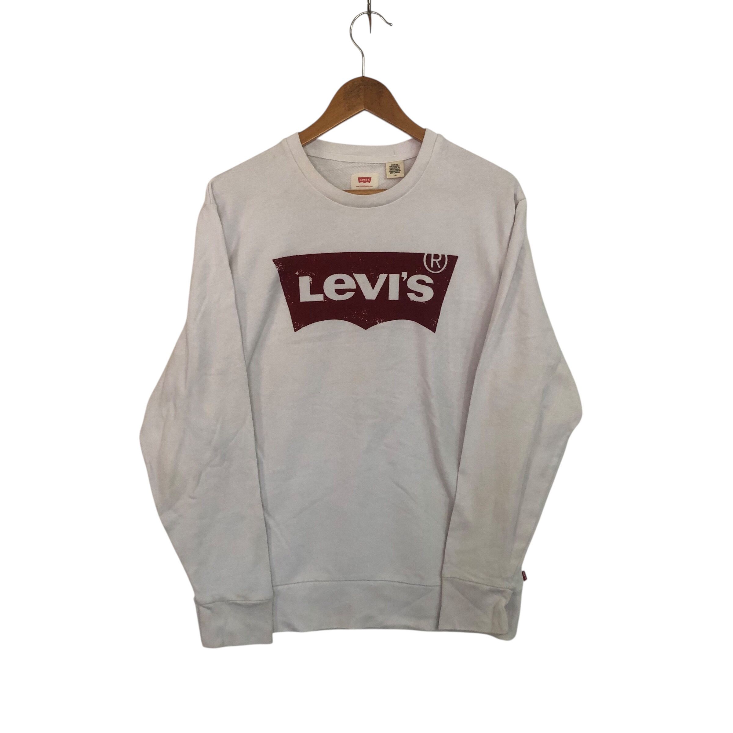 Levi's Levis Long Sleeve White Sweatshirt Medium Spell Out Size US M / EU 48-50 / 2 - 1 Thumbnail