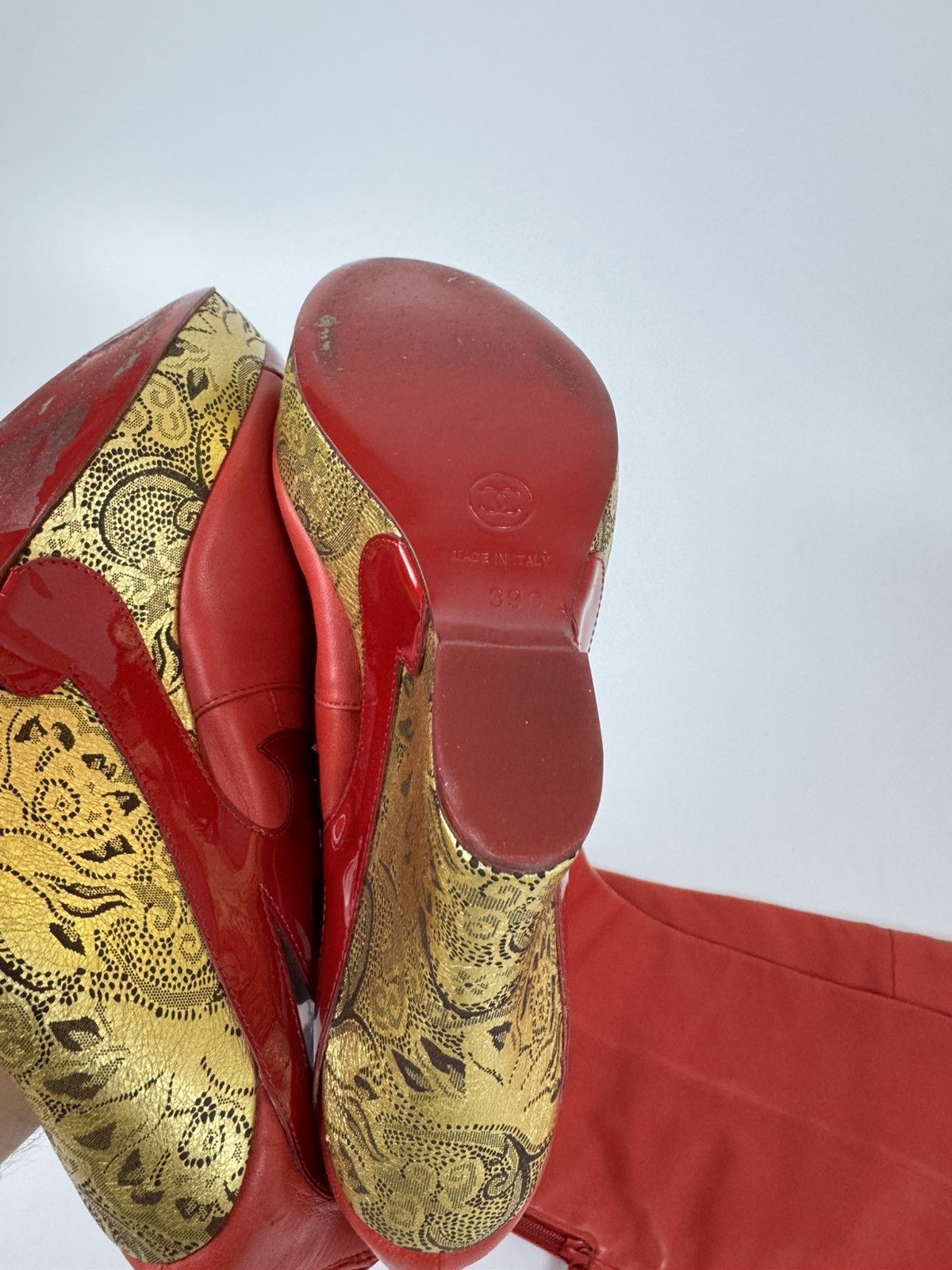 Chanel Chanel Paris Red Leather Over Knee Wadge Boots Avant Garde Size US 9 / IT 39 - 20 Thumbnail