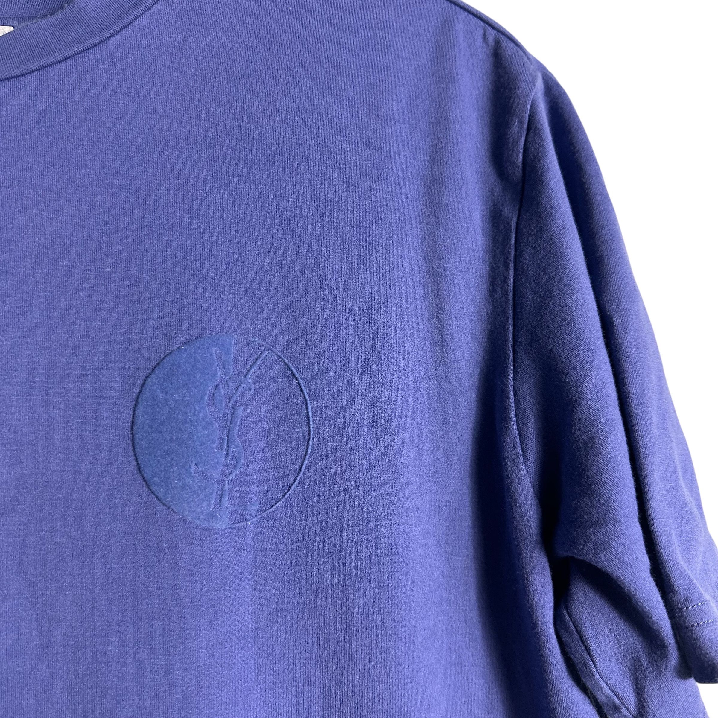 Yves Saint Laurent 🔥RARE🔥Vintage YSL YvesSaintLaurent Velvet Logo T-shirt Size US L / EU 52-54 / 3 - 2 Thumbnail