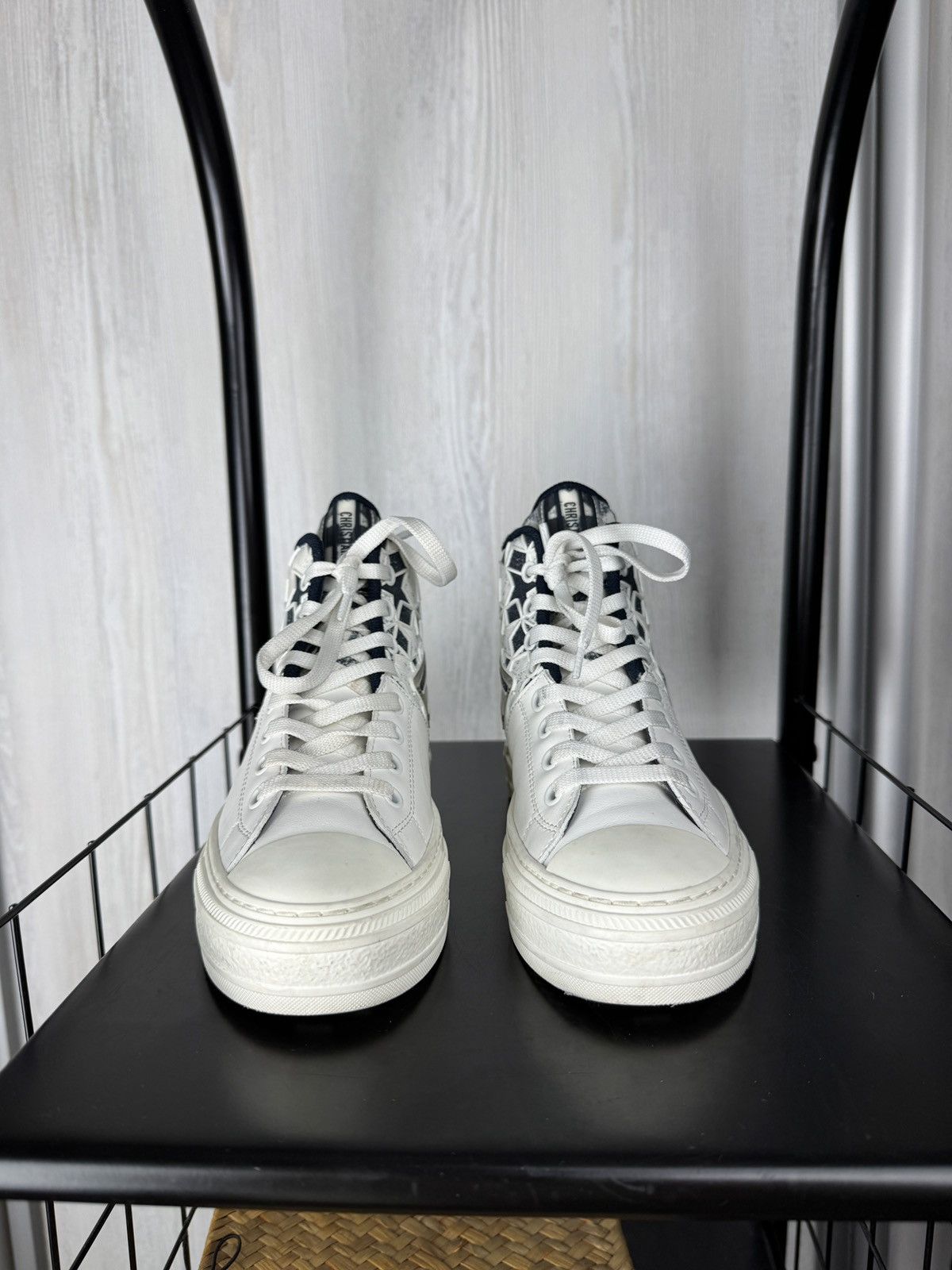 Dior Dior Walk'n'Dior Star Star Lace Up High Top Leather Sneakers Size US 4.5 / IT 34.5 - 6 Thumbnail