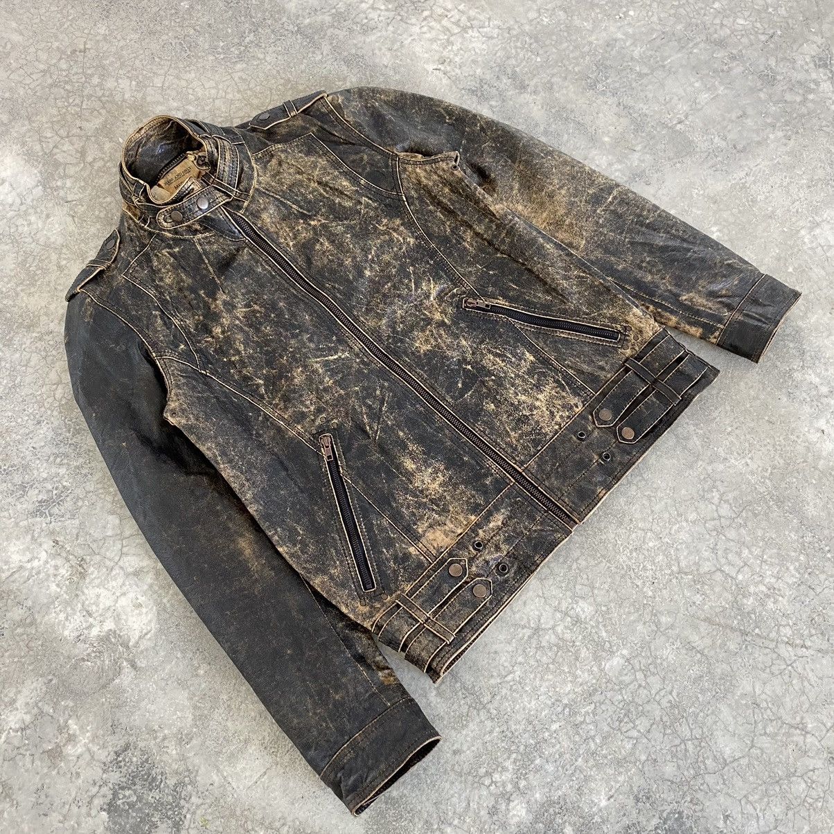 Leather Vintage Mass & Only Faded Patina Buffalo Leather Moto Jacket Size US M / EU 48-50 / 2 - 5 Thumbnail