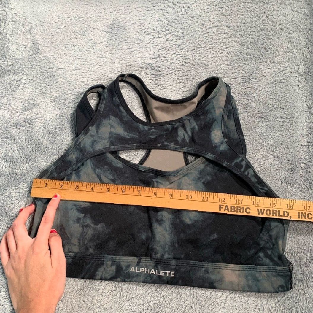 Vintage ALPHALETE Black and Gray Tie-Dye Sports Bra L Bra Women Size ONE SIZE - 7 Thumbnail