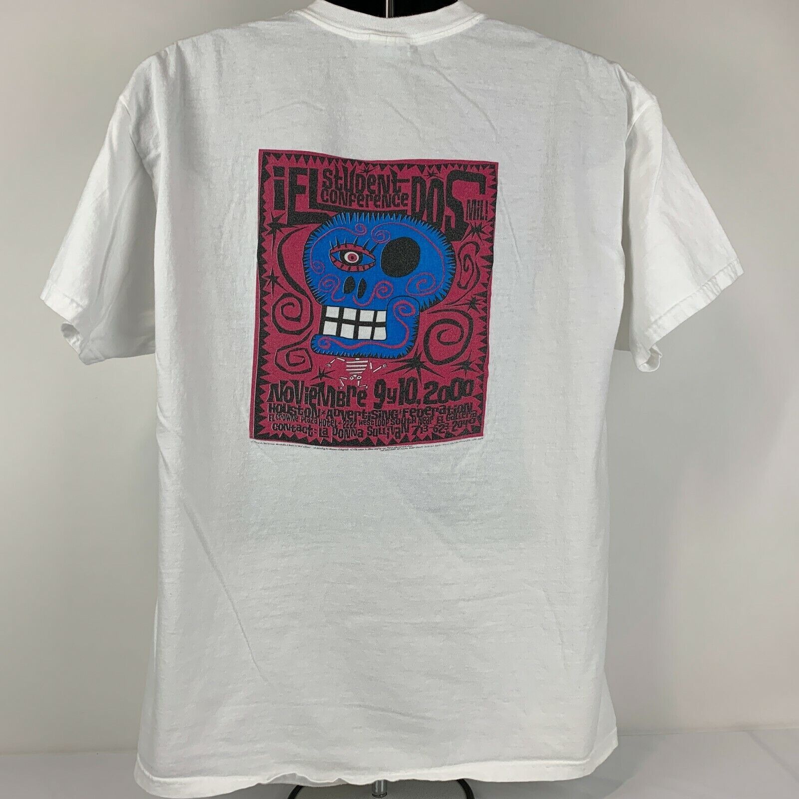 Hanes Vintage Y2Ks Houston Advertising Federation T Shirt White XL Size US XL / EU 56 / 4 - 3 Thumbnail