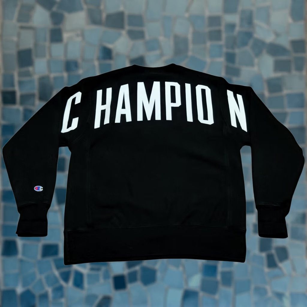Vintage Champion Sweatshirt Mens Medium Black Reverse Weave Sweater Heavyweight 90s, Men's