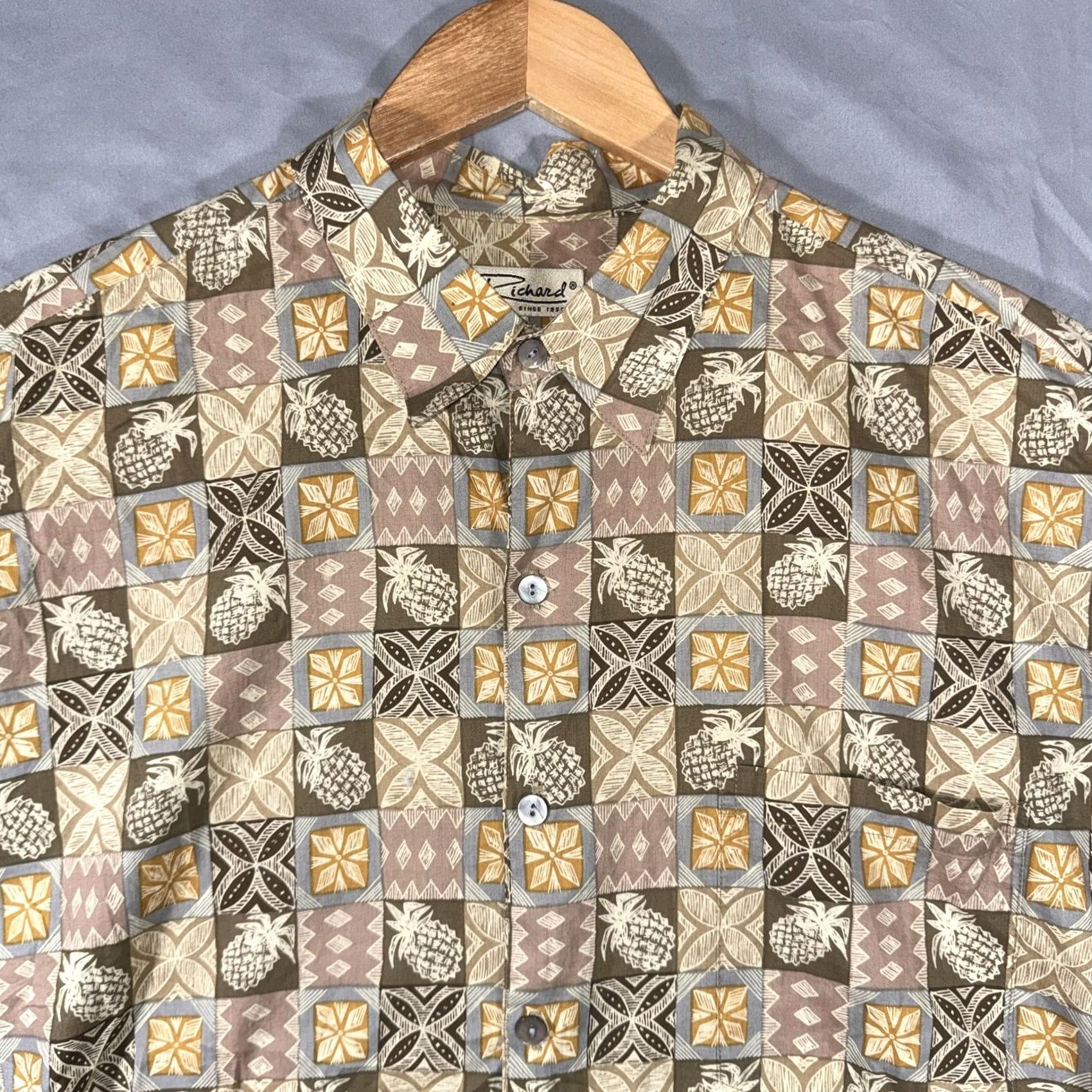 Tori Richard Tori Richard Shirt Mens XL Brown Pineapple Aloha Hawaiian Cotton Button Front Size US XL / EU 56 / 4 - 5 Thumbnail
