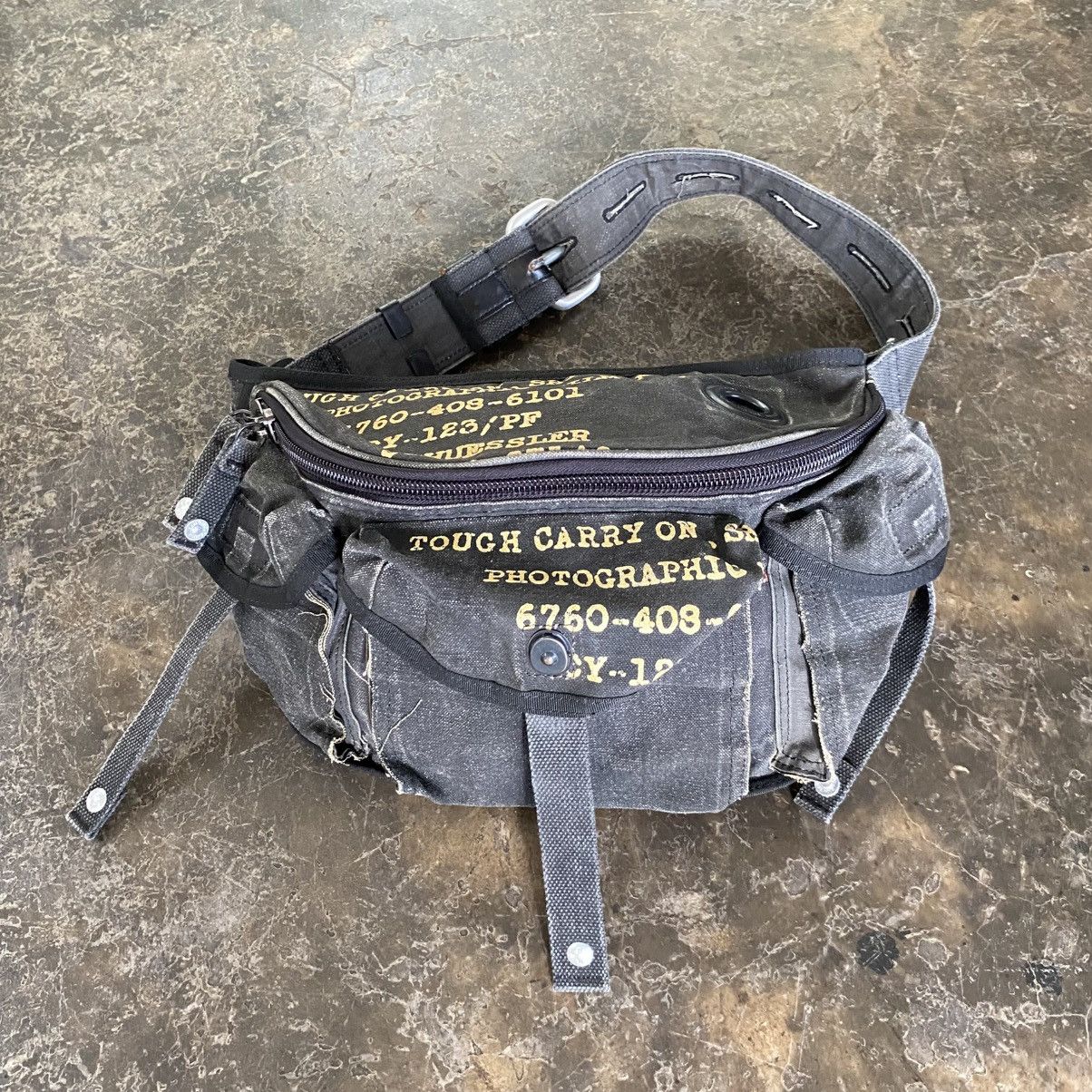 Designer TOUGH Jeansmith Black Utility Waist Bag with Yellow Print Size ONE SIZE - 17 Thumbnail
